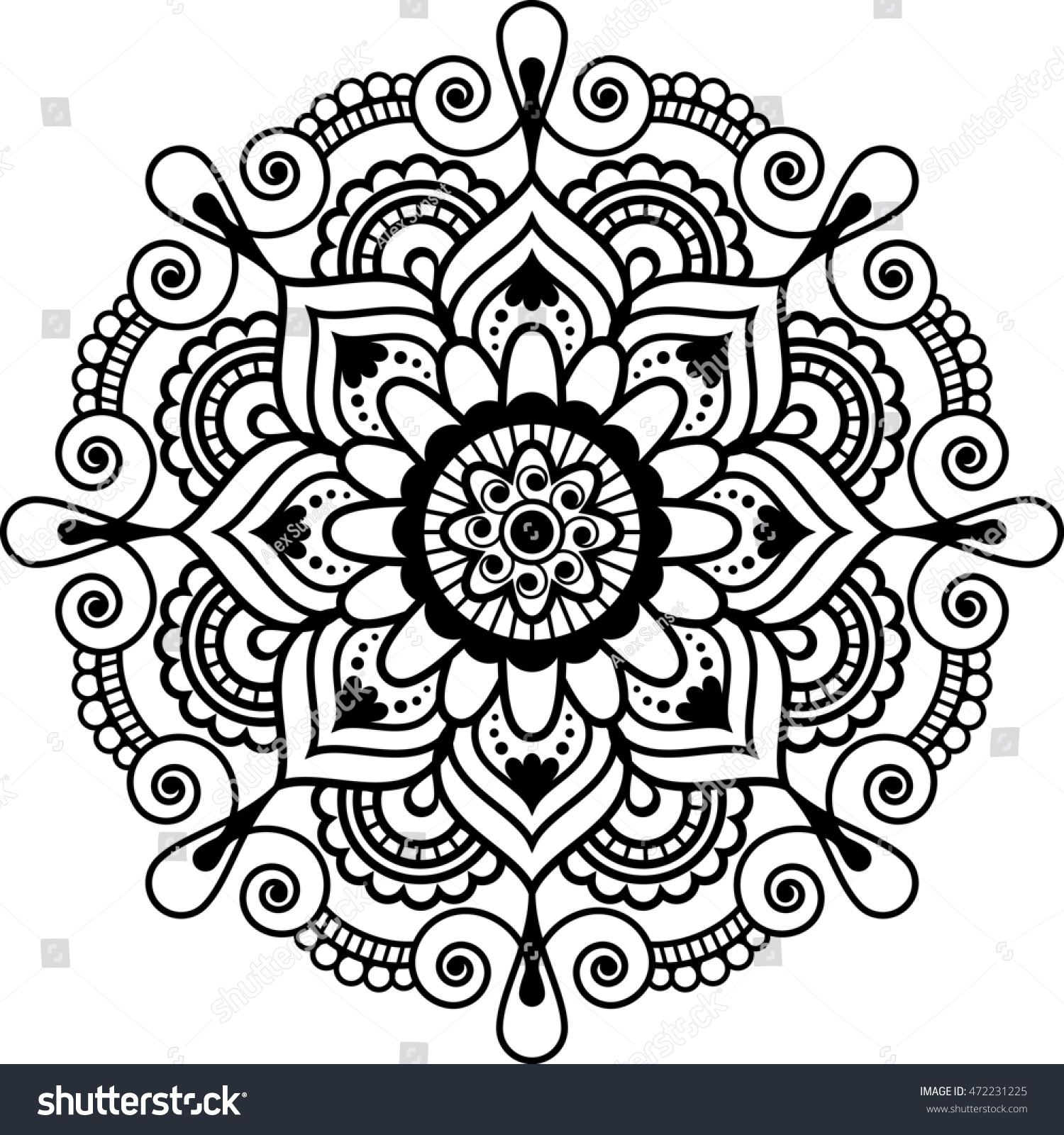 Mehndi Indian Floral Henna Element Mandala Stock Illustration 472231225 ...