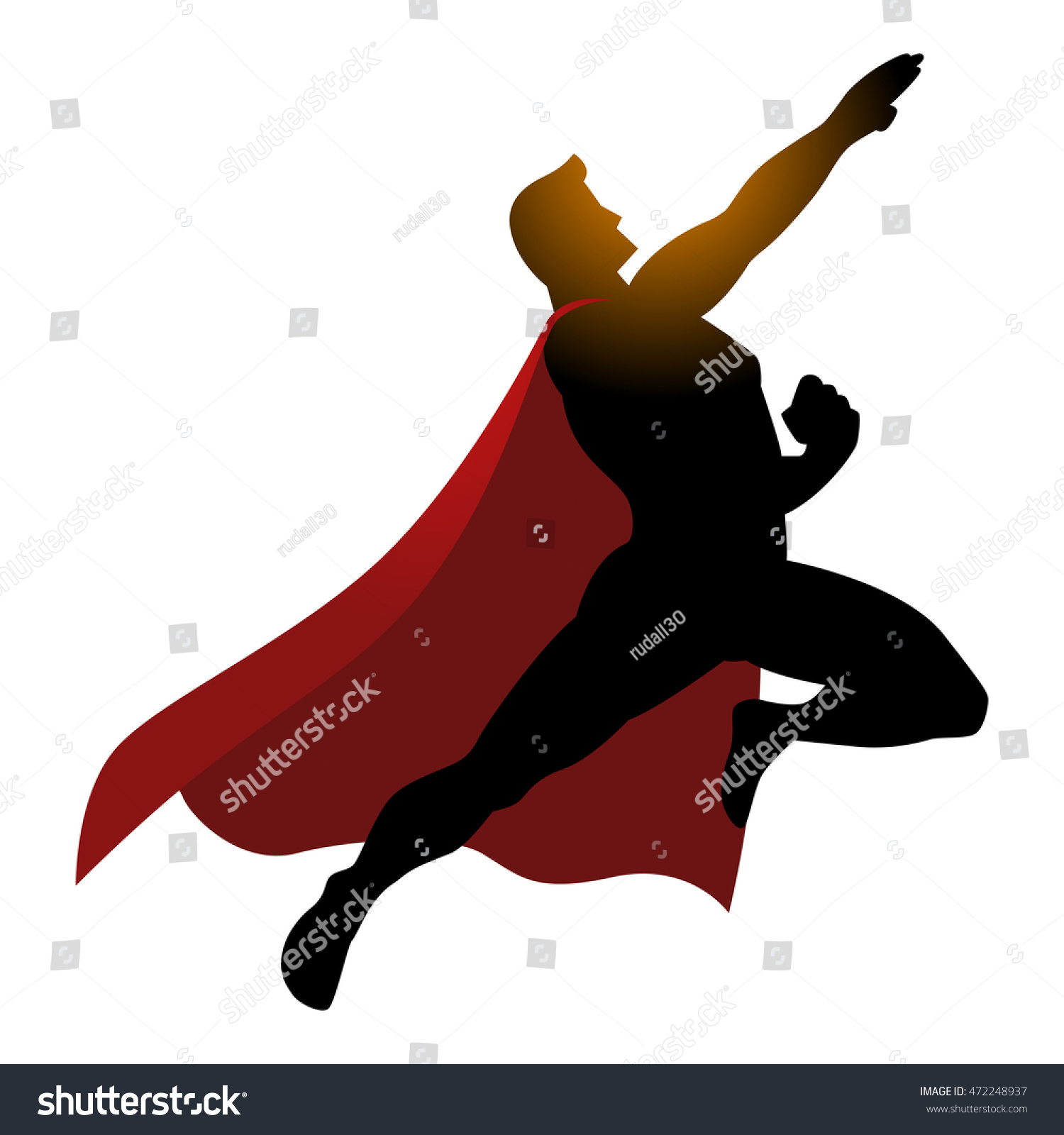 Cartoon Silhouette Superhero Flying Stock Vector (Royalty Free ...