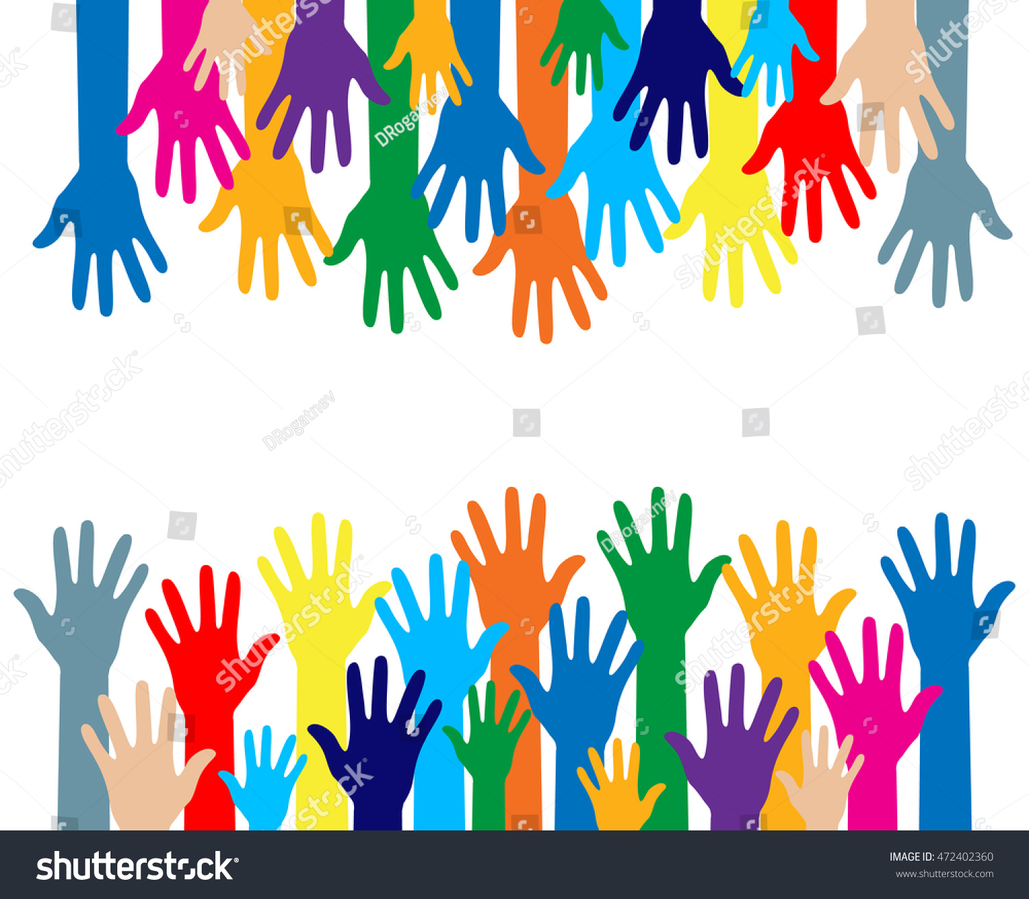 Colorful Silhouette Hands Over White Background Stock Vector (Royalty ...