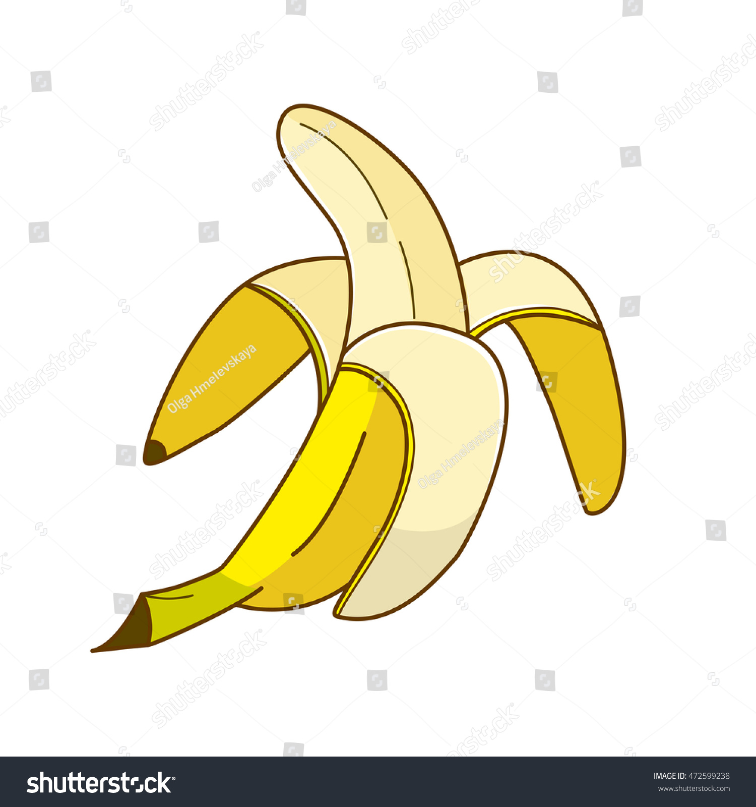 Yellow Opened Banana Cartoon Illustration Isolated Stock Vector ...