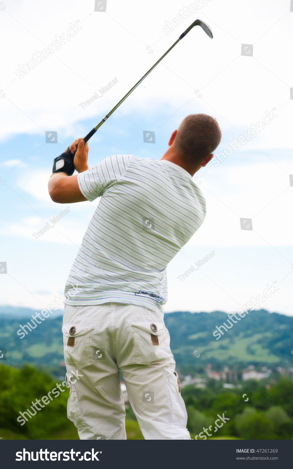 Back View Young Golfer Swing Pose Stock Photo 47261269 | Shutterstock