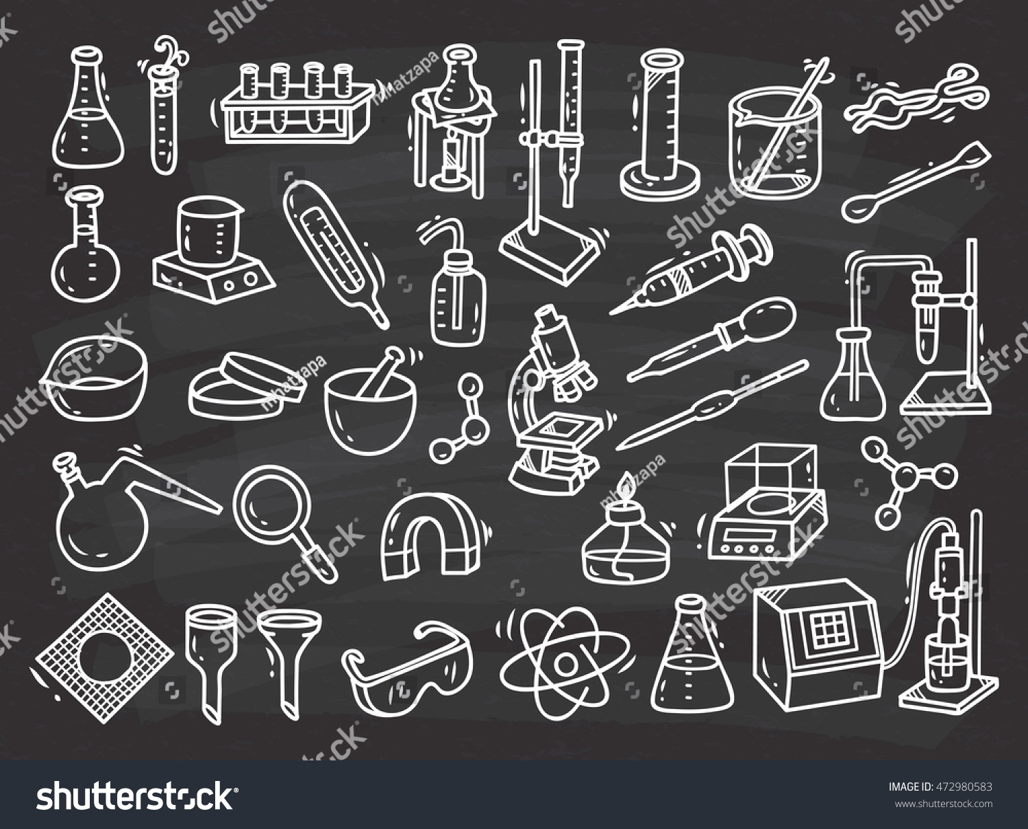 Set Laboratory Equipment Doodle Style Stock Vector (Royalty Free ...