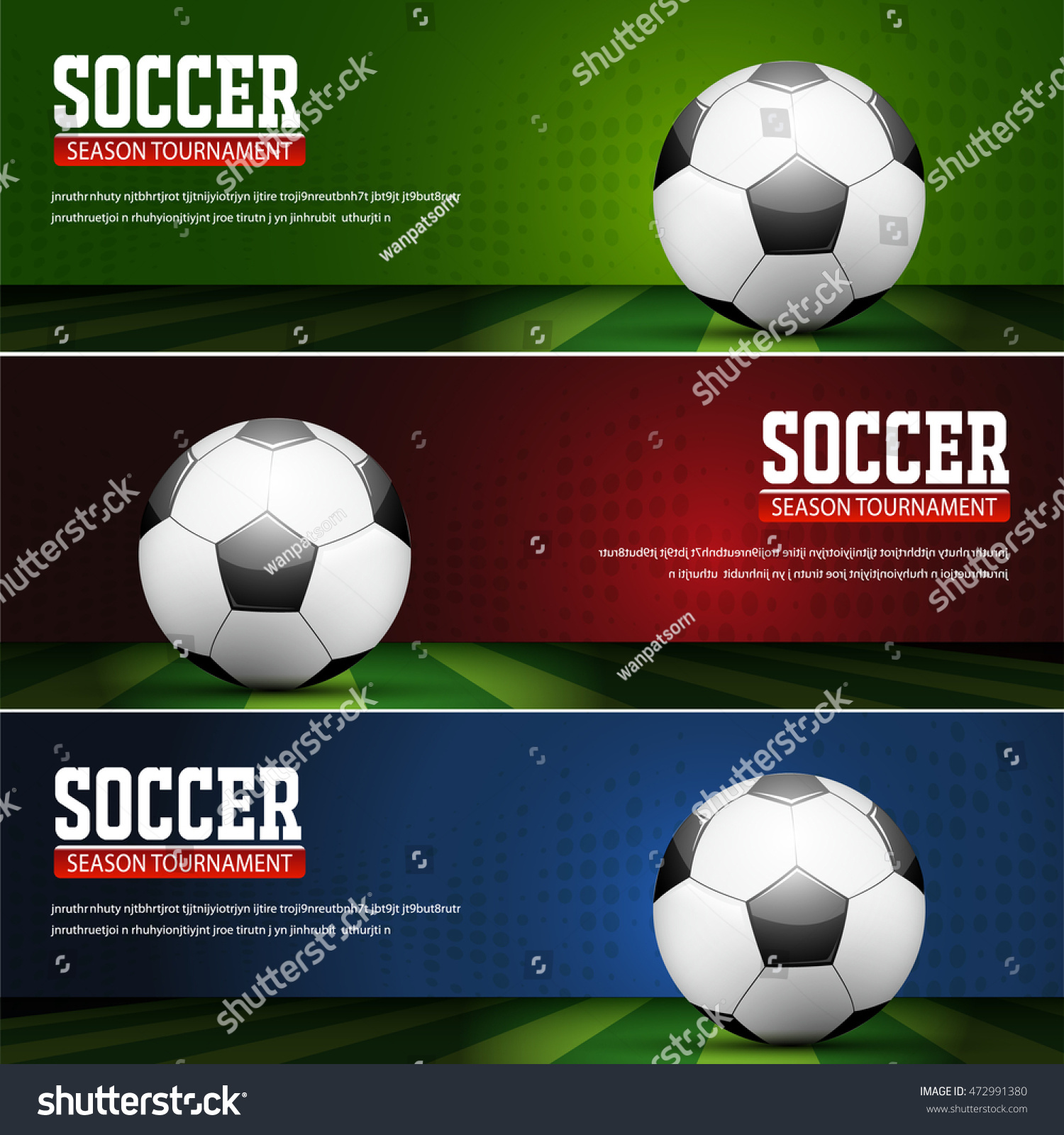 Soccer Tournament Modern Sport Banner Template Stock Vector (Royalty ...