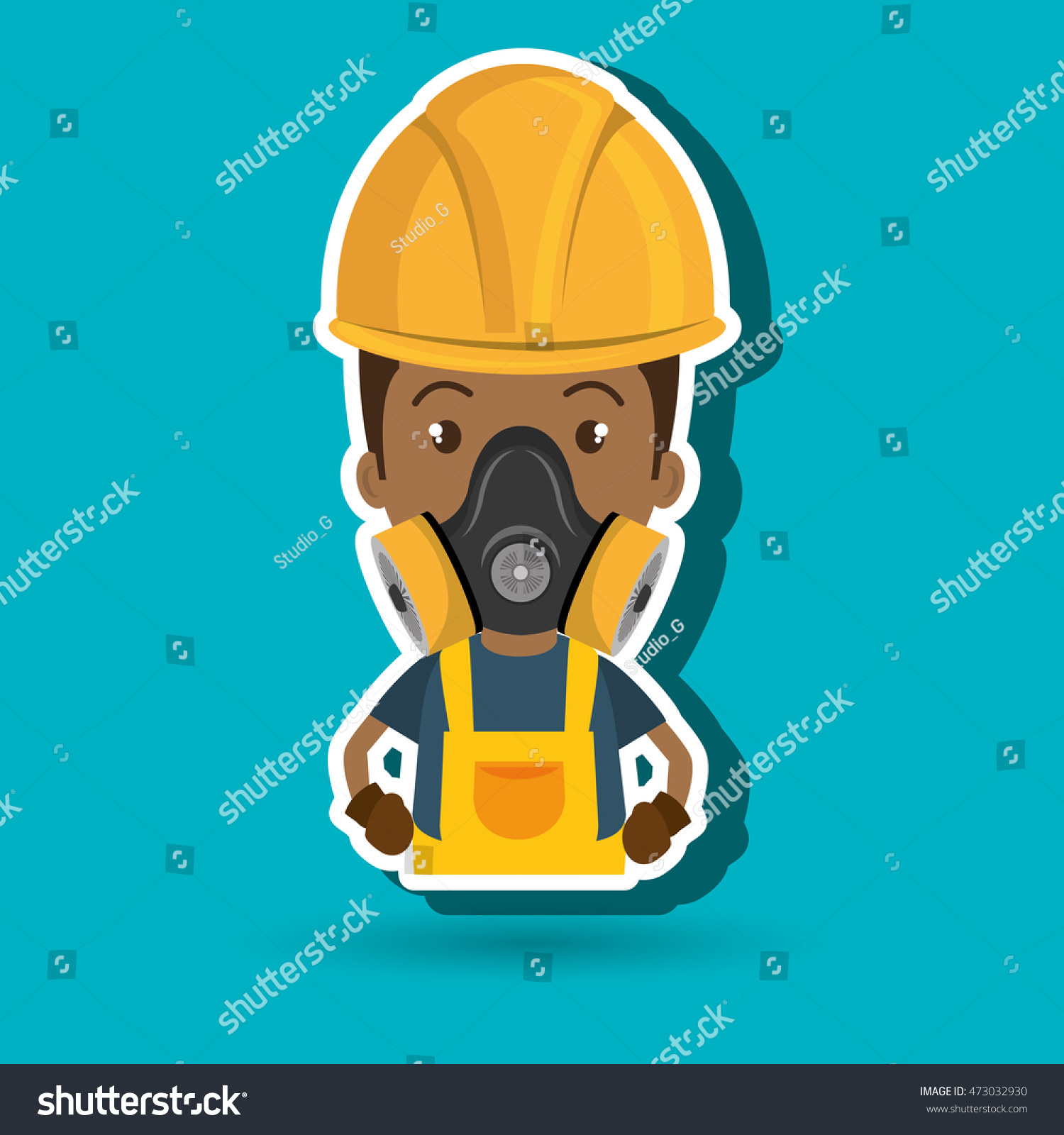 Man Worker Mask Gas Vector Illustration Stock Vector (Royalty Free ...