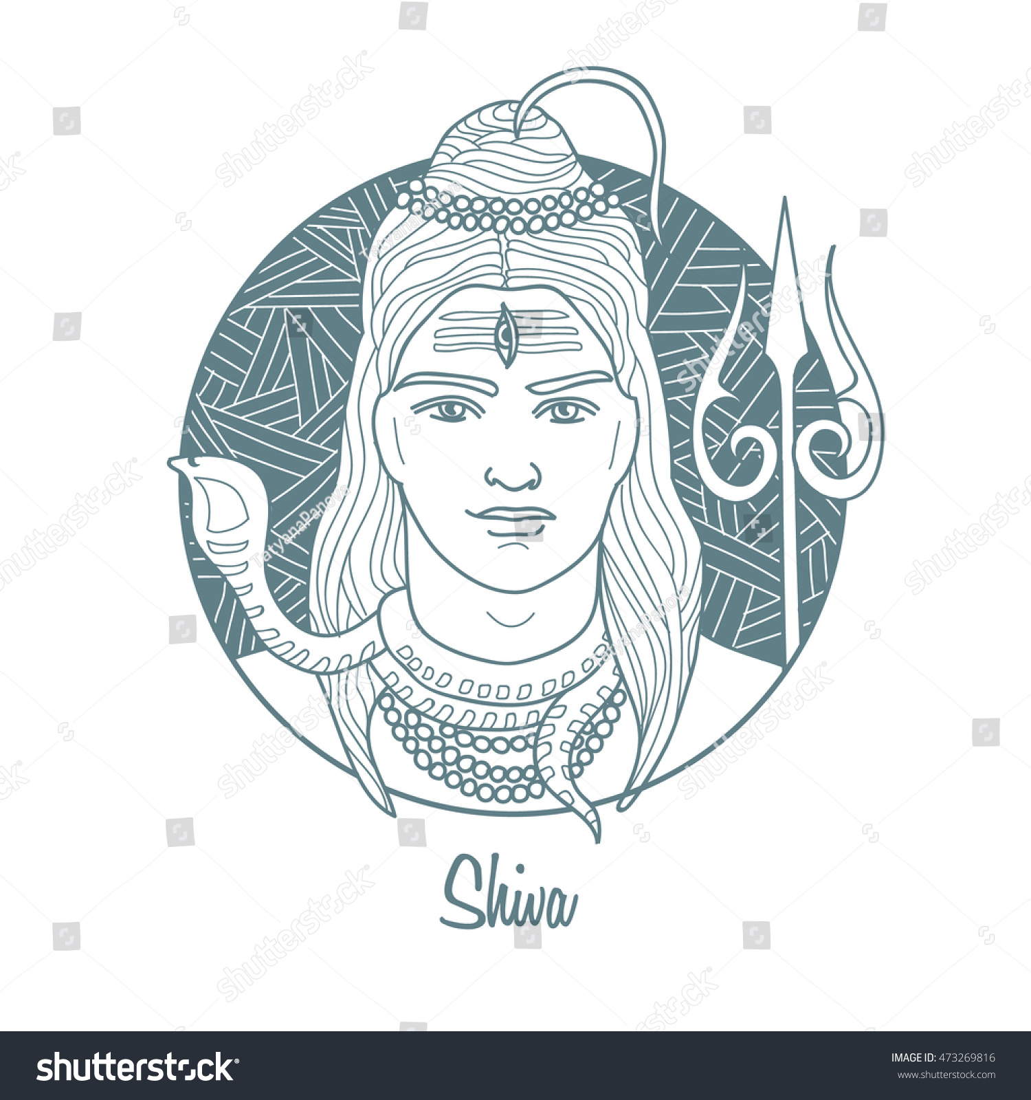 Esoteric Vector Illustration Indian Lord Shiva Stock Vector (Royalty ...