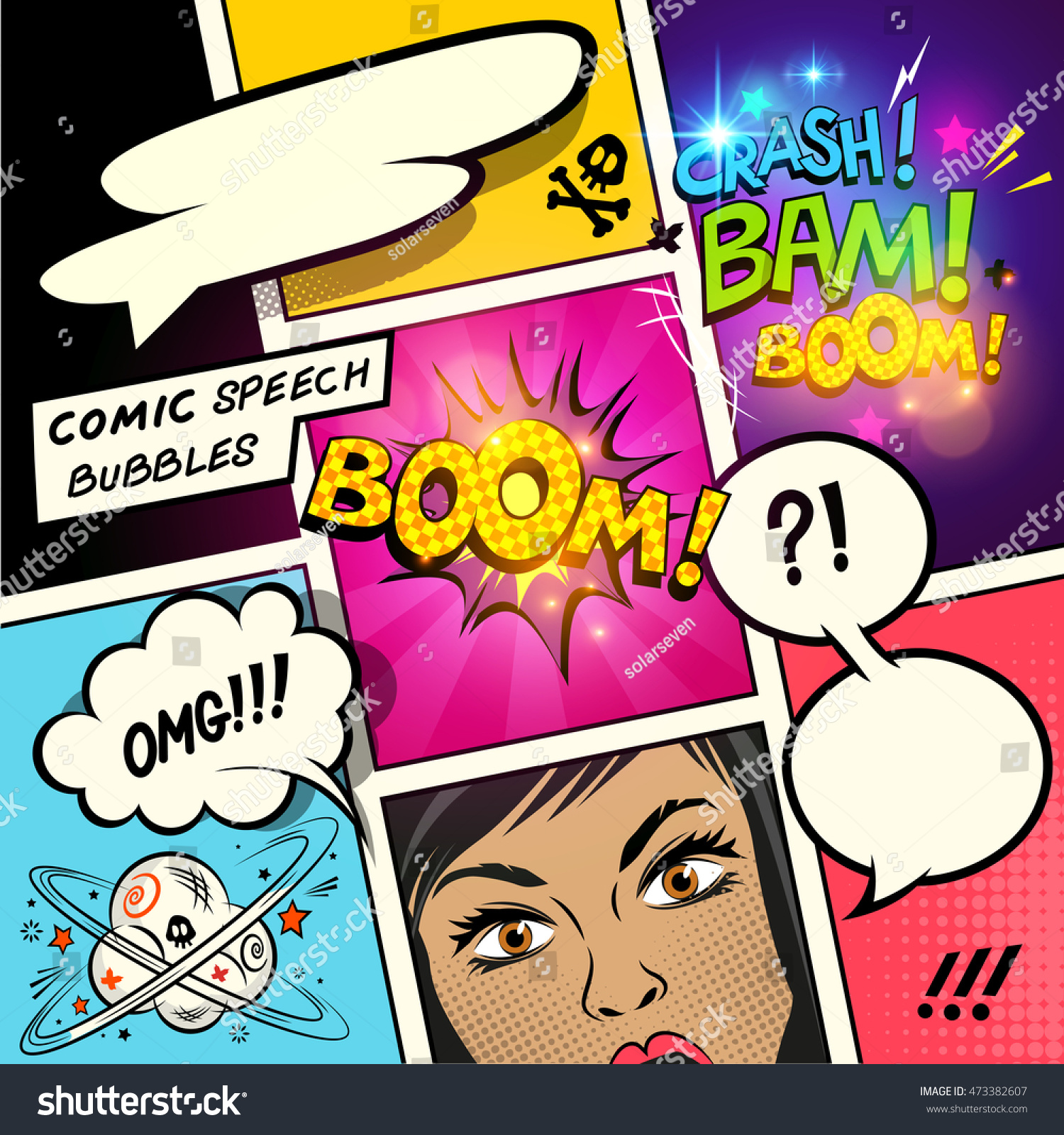 Speech Bubbles On Comic Strip Background Stock Vector (Royalty Free ...