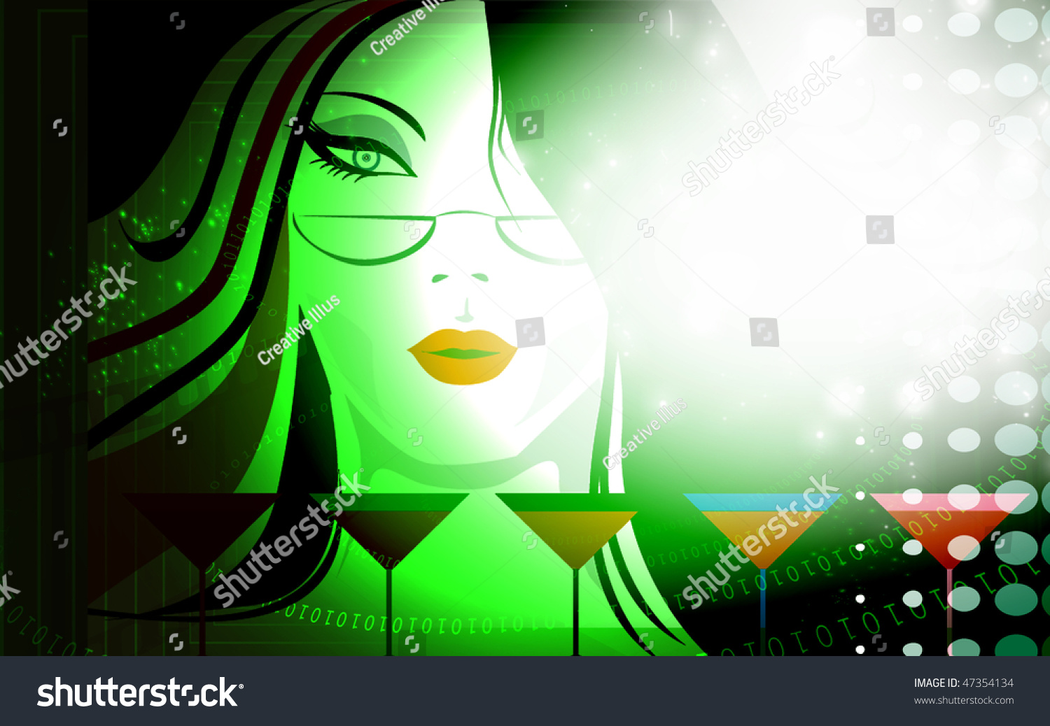 Silhouette Lady Looking Through Spectacles Goblets Stock Illustration 47354134 Shutterstock 