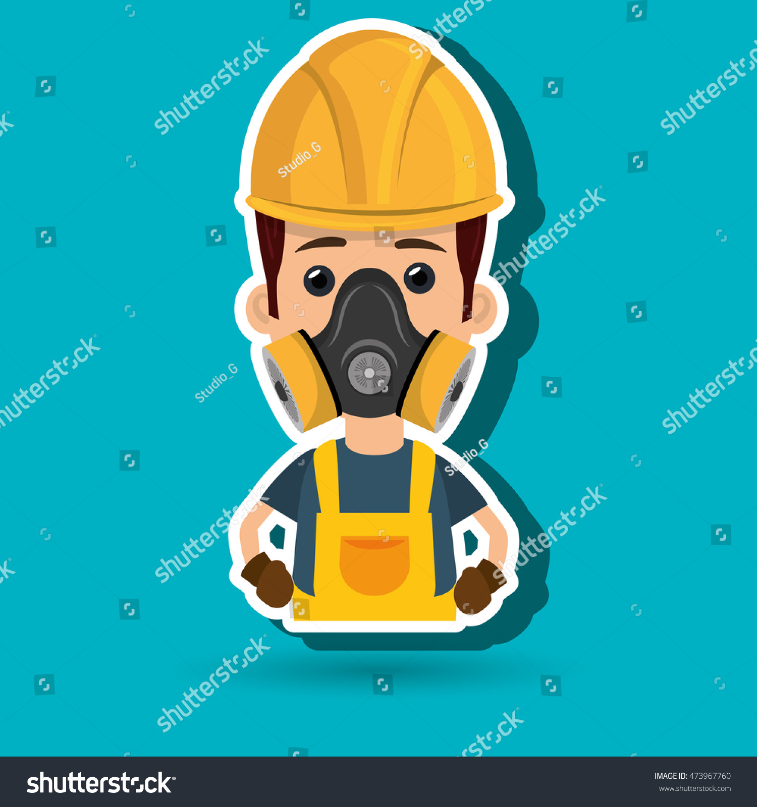 Man Worker Mask Gas Vector Illustration Stock Vector (Royalty Free ...