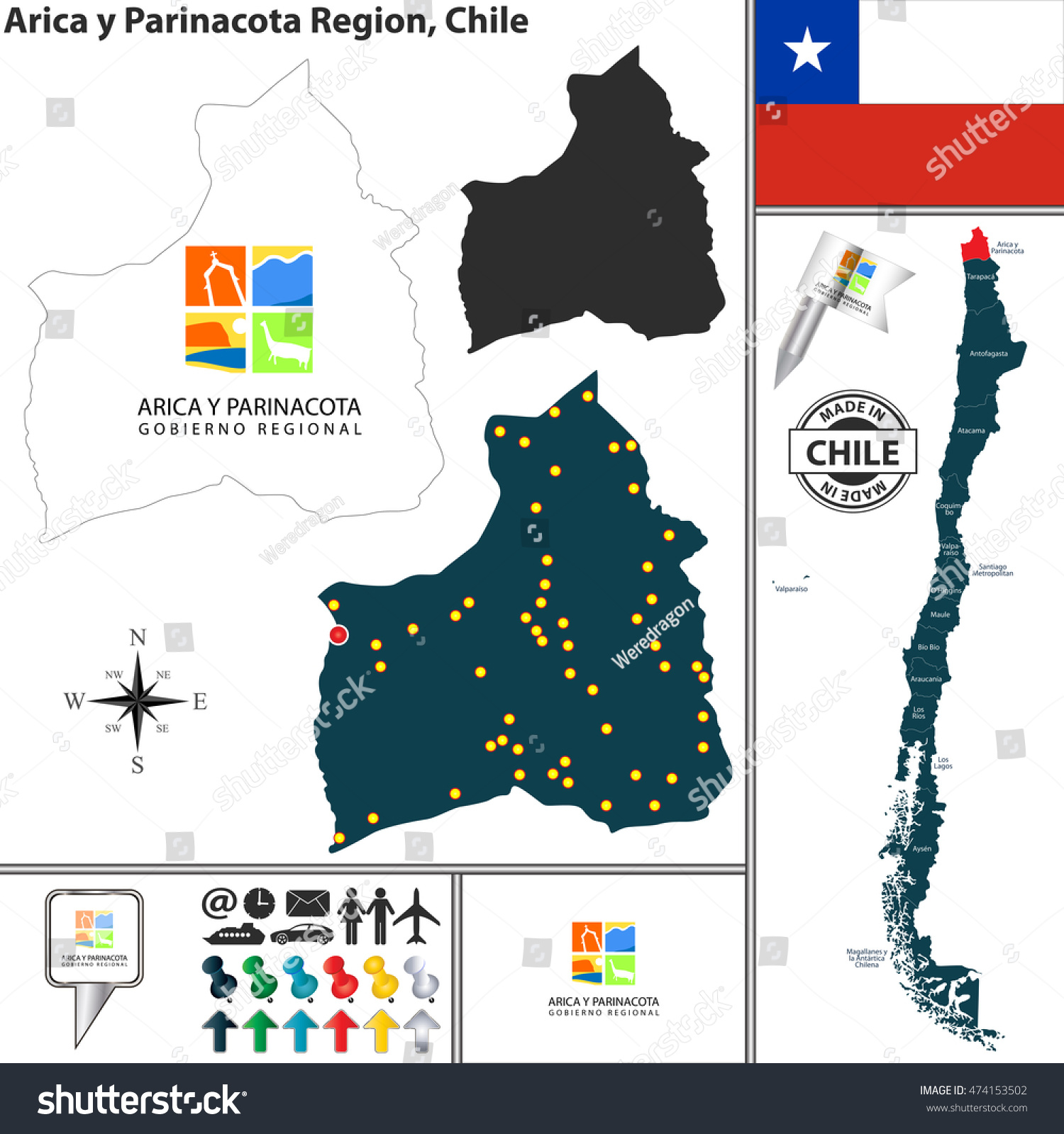 Vector Map Arica Y Parinacota Region Stock Vector (Royalty Free ...