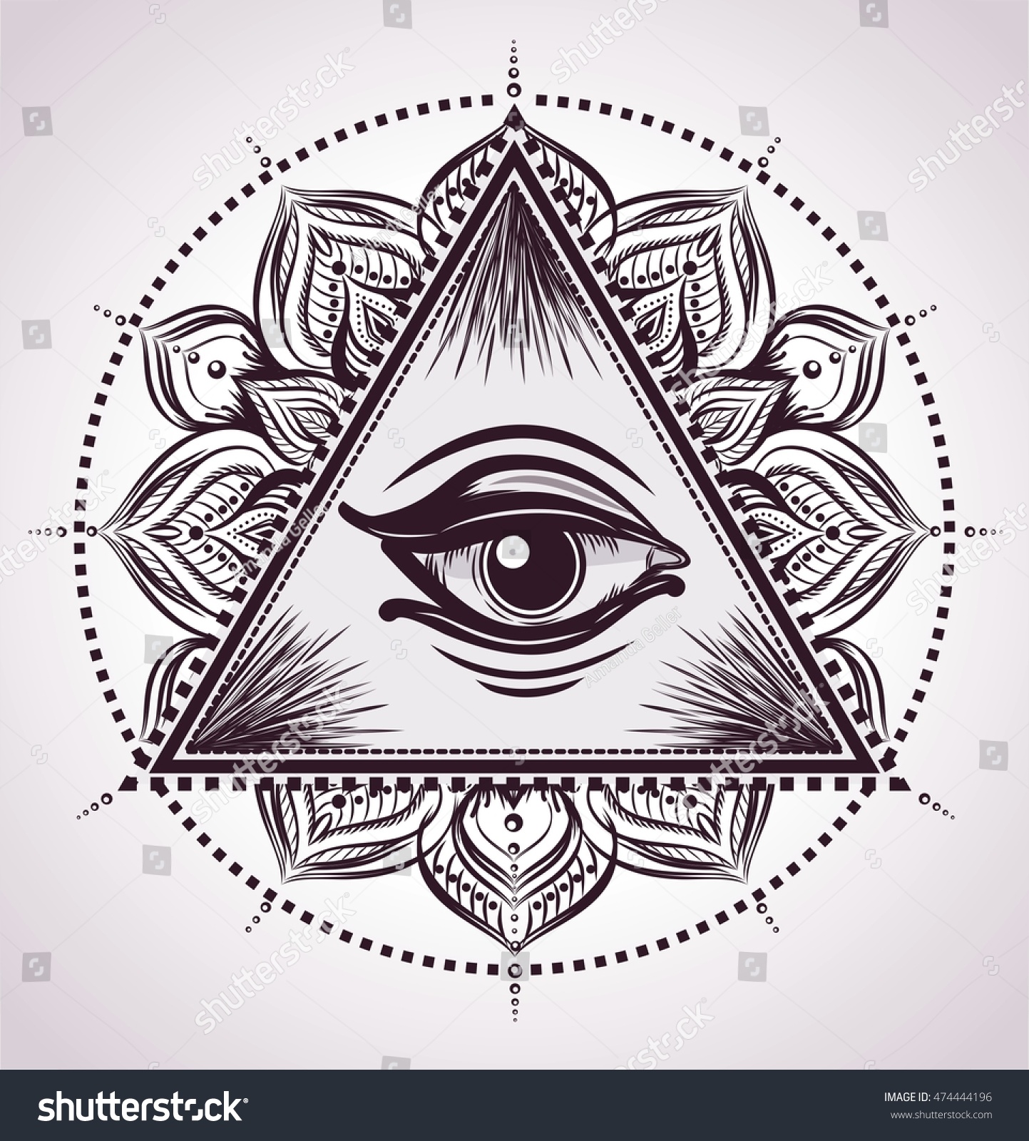 All Seeing Eye Pyramid Symbol Flower Stock Vector (Royalty Free ...