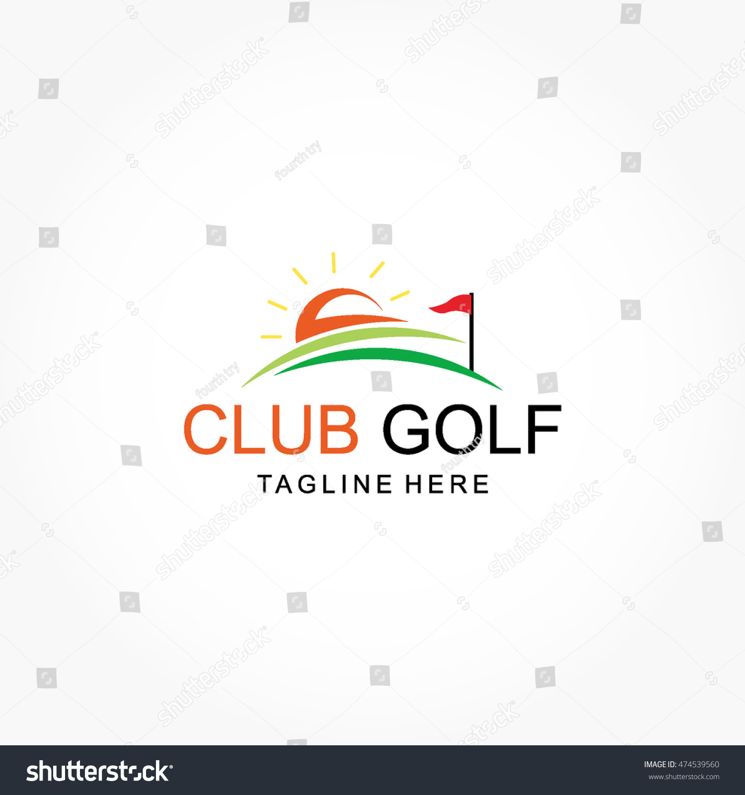 Simple Golf Club Logo Vector Sunrise Stock Vector (Royalty Free ...