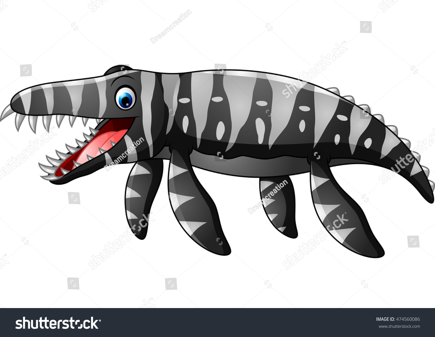 Cartoon Kronosaurus On White Background Stock Vector (Royalty Free ...