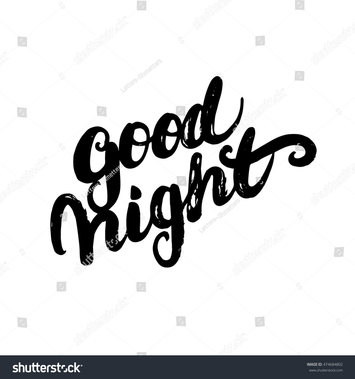 Good Night Hand Written Calligraphy Lettering Stock Vector (Royalty ...