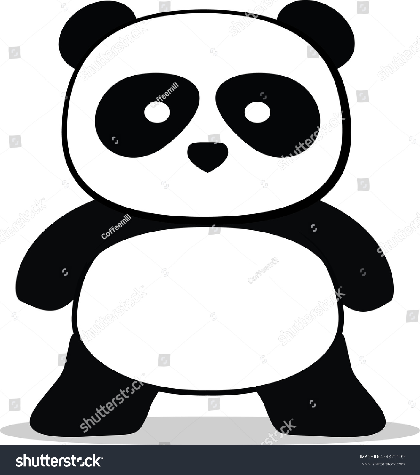 Cute Little Panda Standing On White Stock Vector (Royalty Free ...