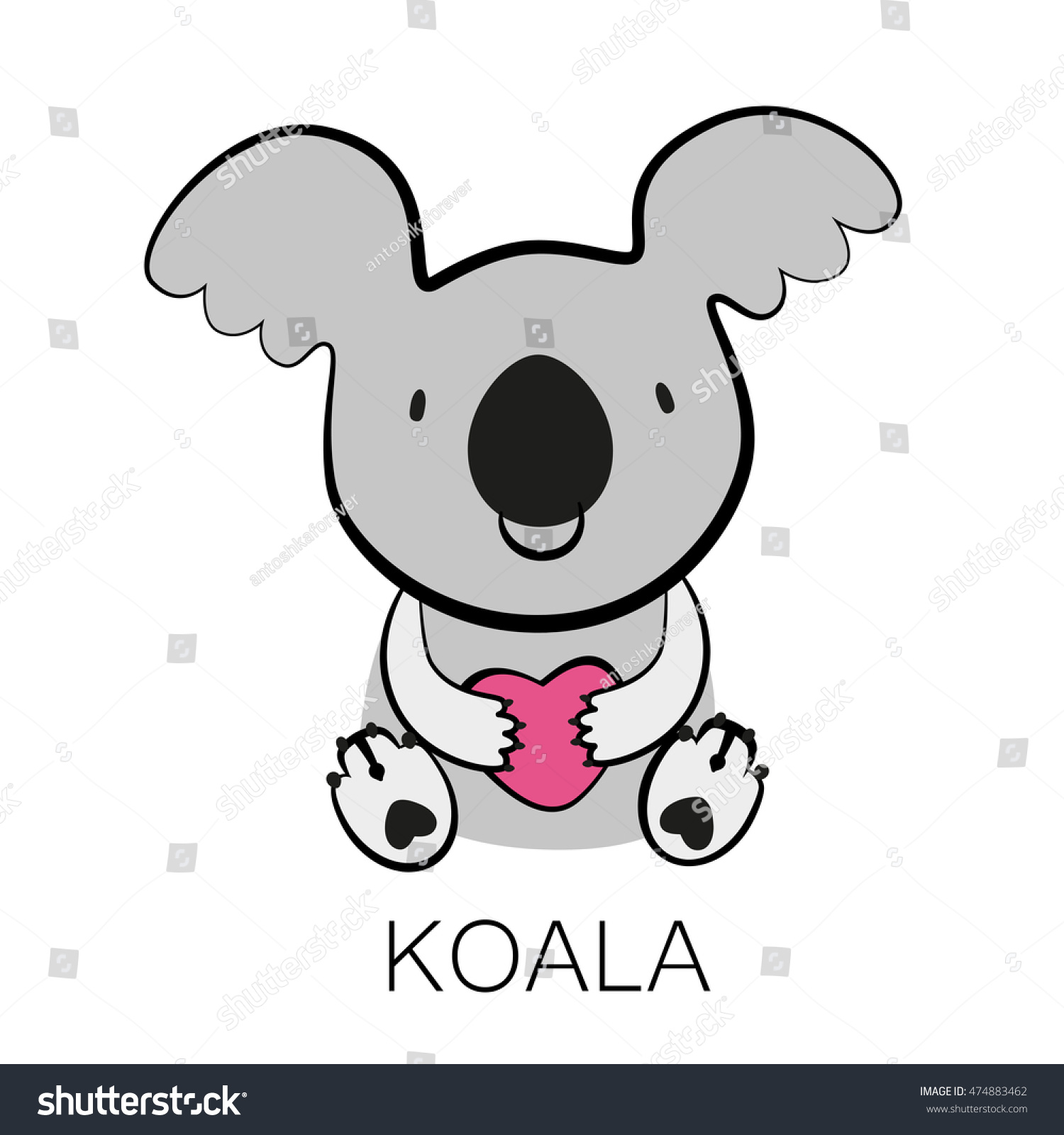 Koala Bear Heart His Paws Australian Stock Vector (Royalty Free ...