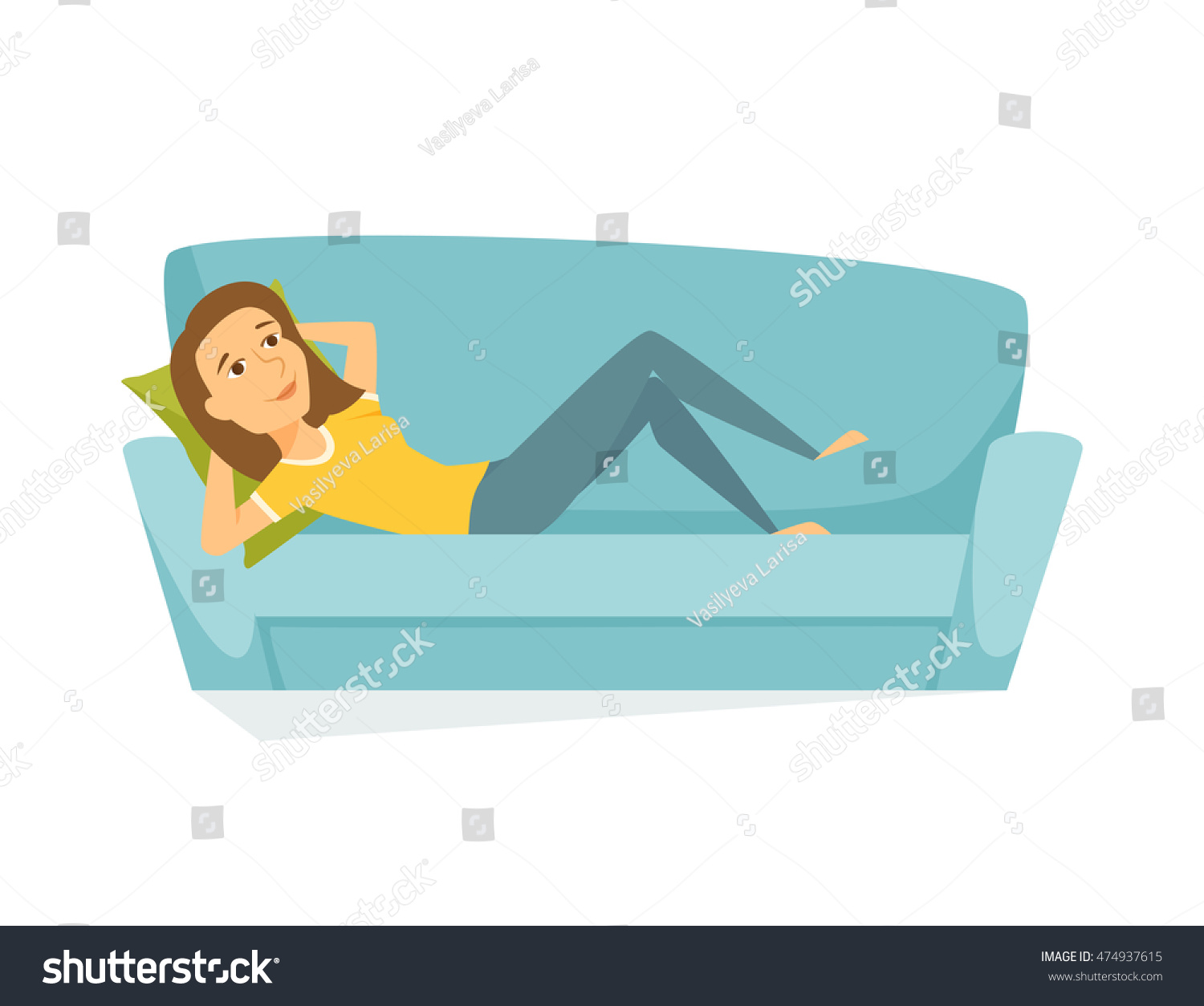 Человечек лежит на диване