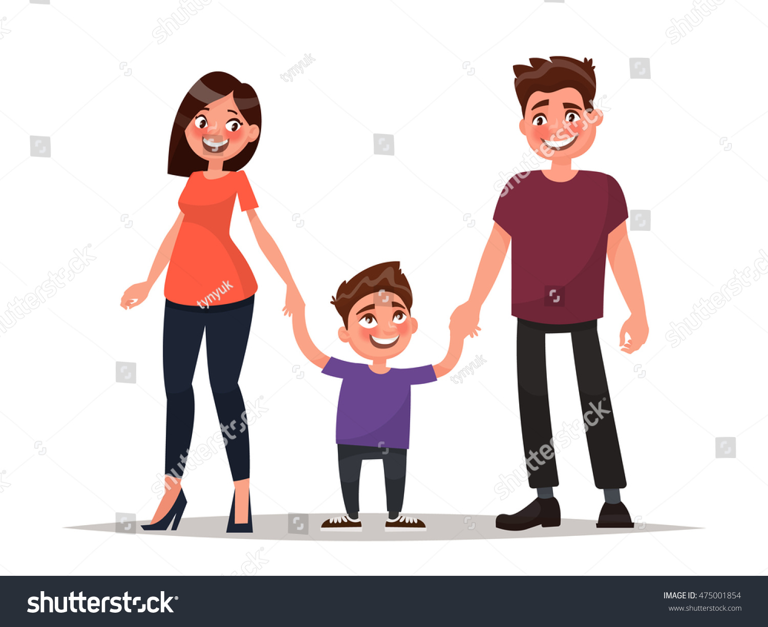 Мальчик мультяшный с мамой и папой