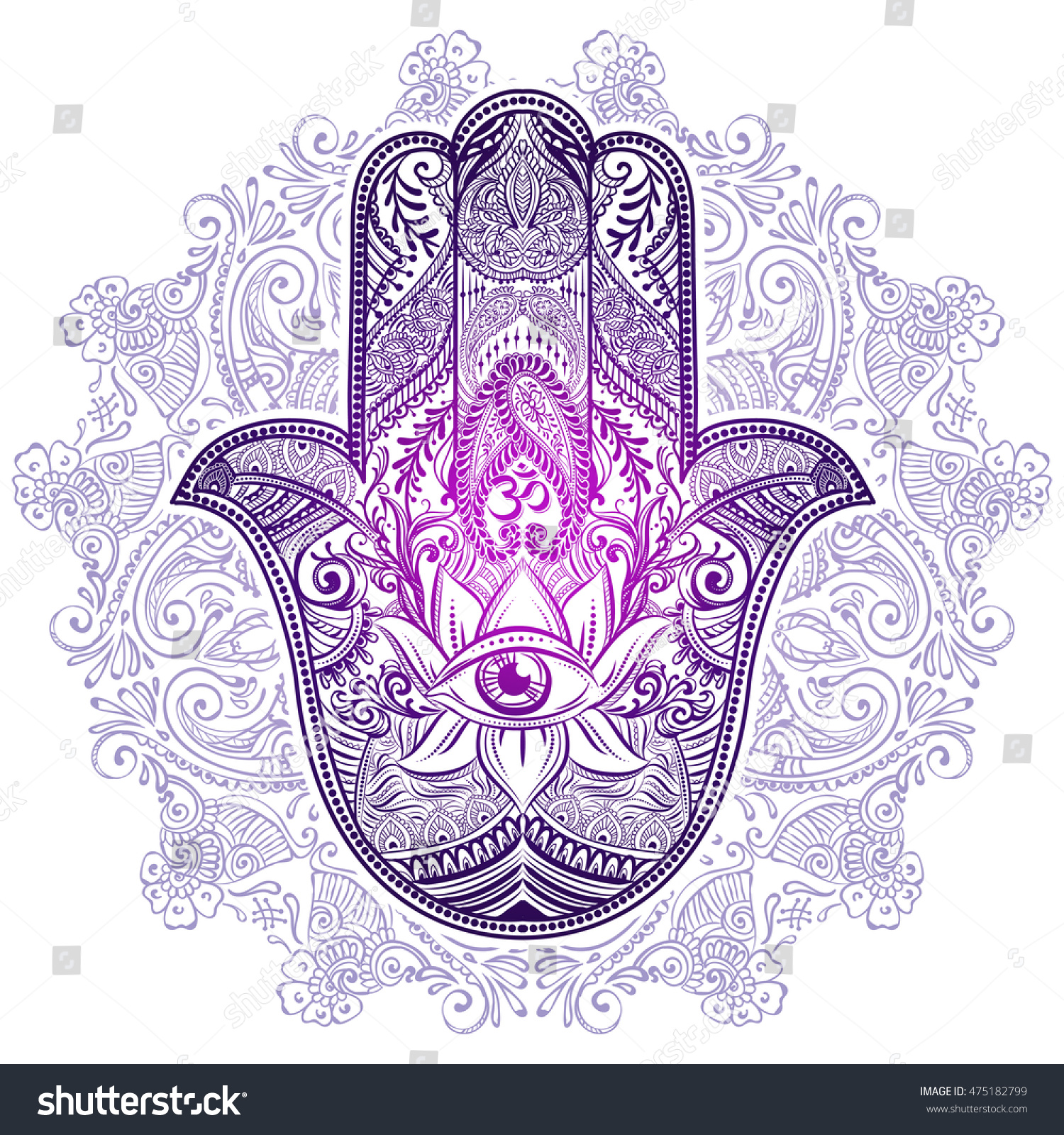 Hand Drawn Ornate Amulet Hamsa Hand Stock Vector (Royalty Free ...