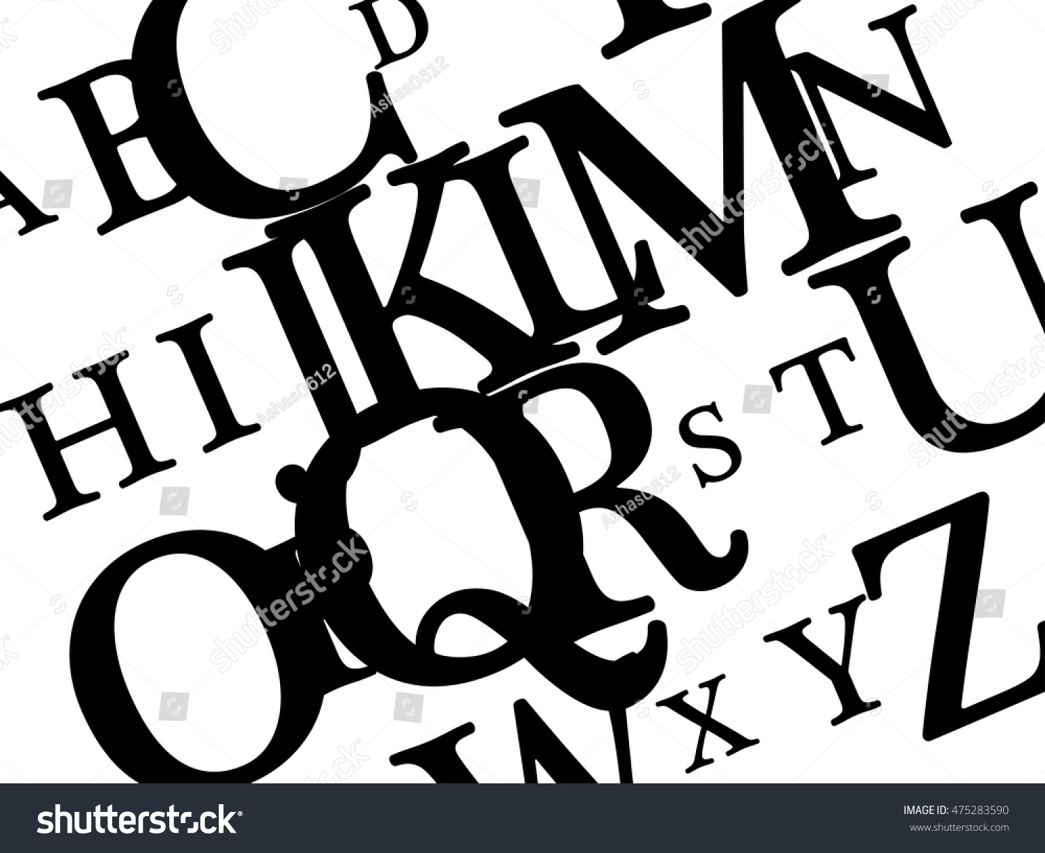 Alphabet Vector Background White Background Black Stock Vector (Royalty