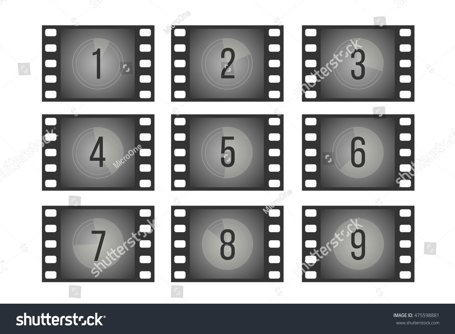 Old Cinema Film Countdown Movie Frames Stock Vector (Royalty Free ...