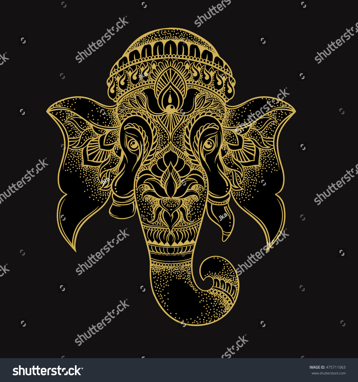 Hand Drawn Elephant Head Tribal Style Stock Illustration 475711063 ...