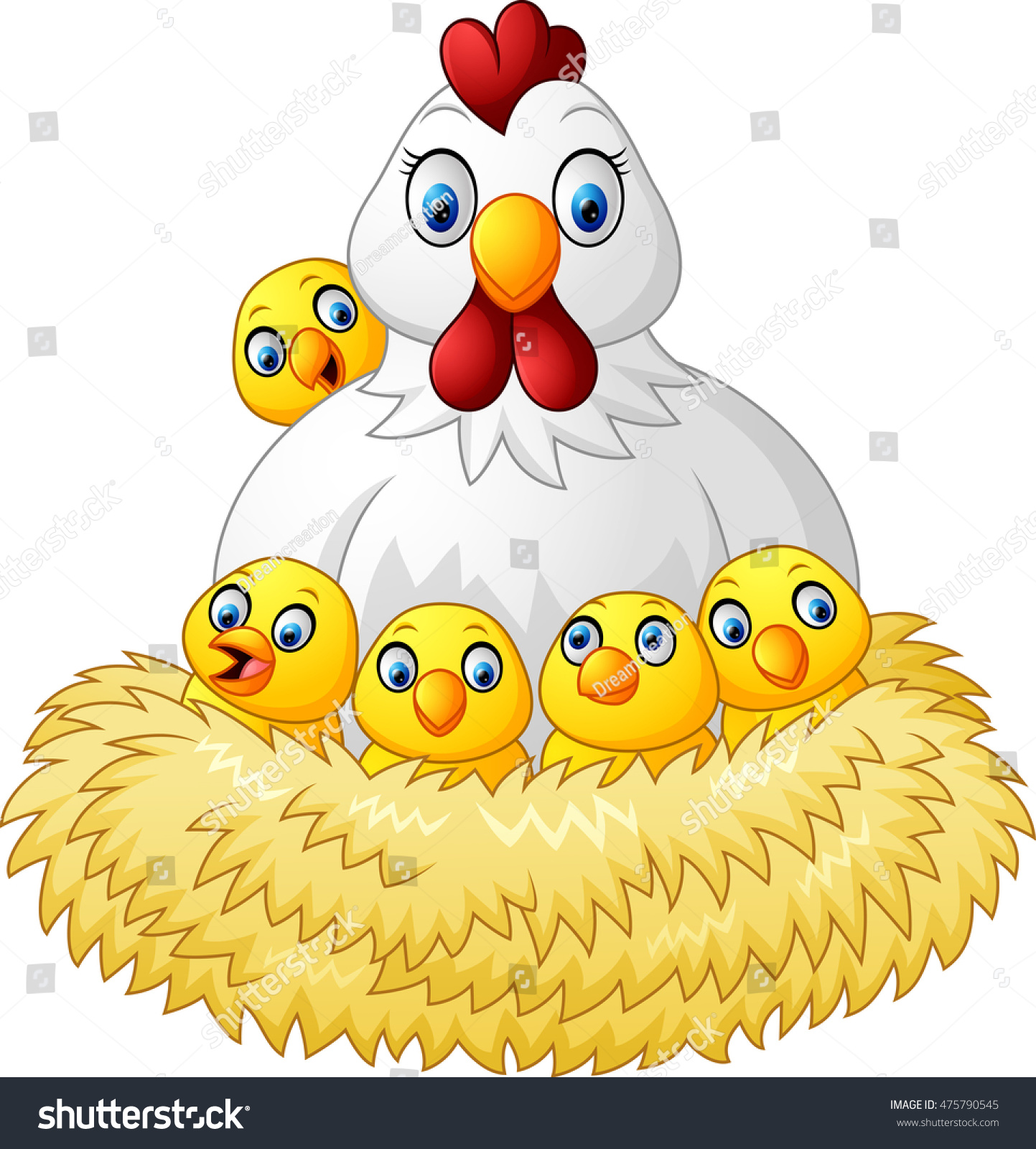 Cartoon Funny Chicken Her Baby Stock Vector (Royalty Free) 475790545 ...