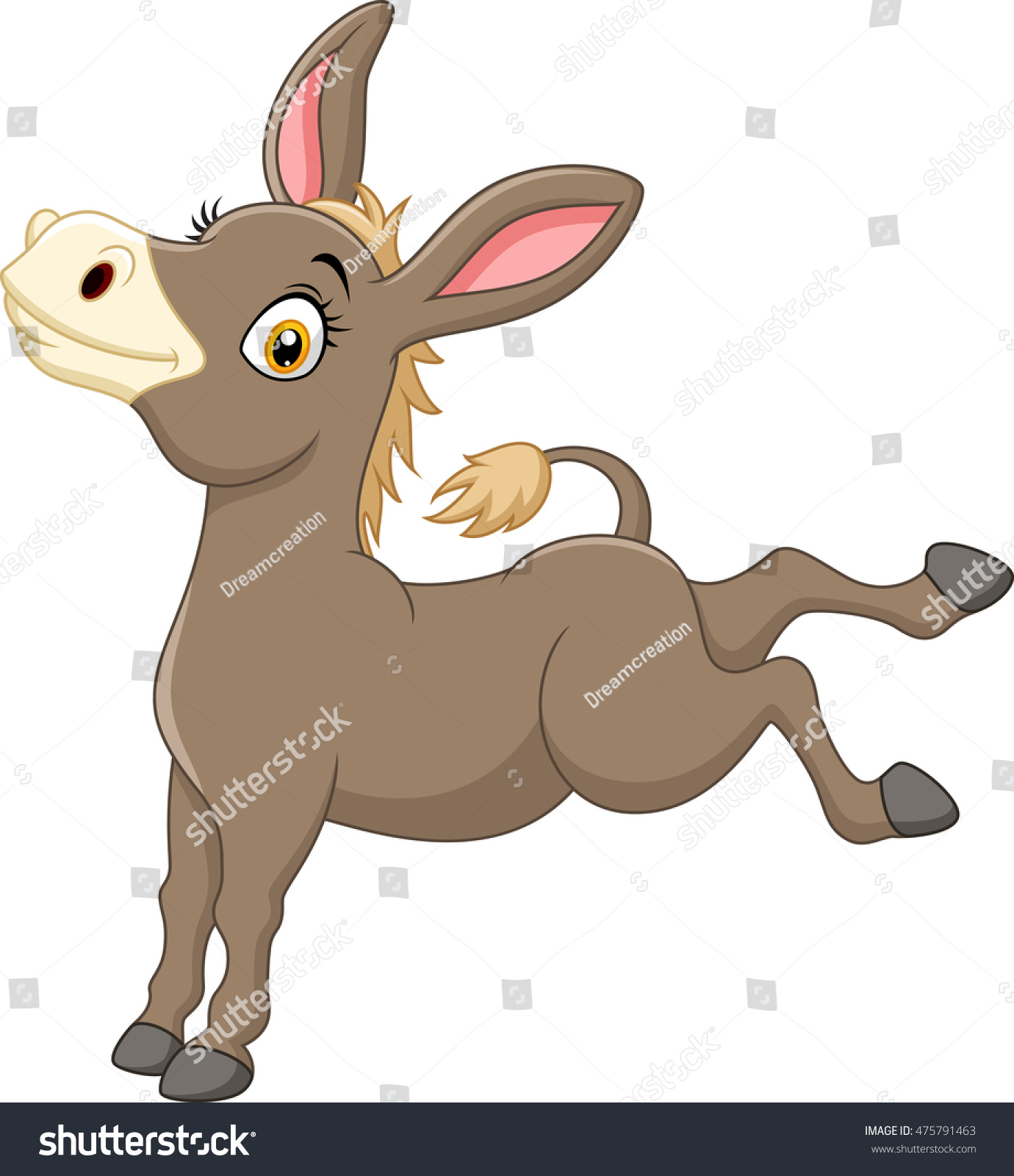 Happy Donkey Isolated On White Background Stock Illustration 475791463 ...