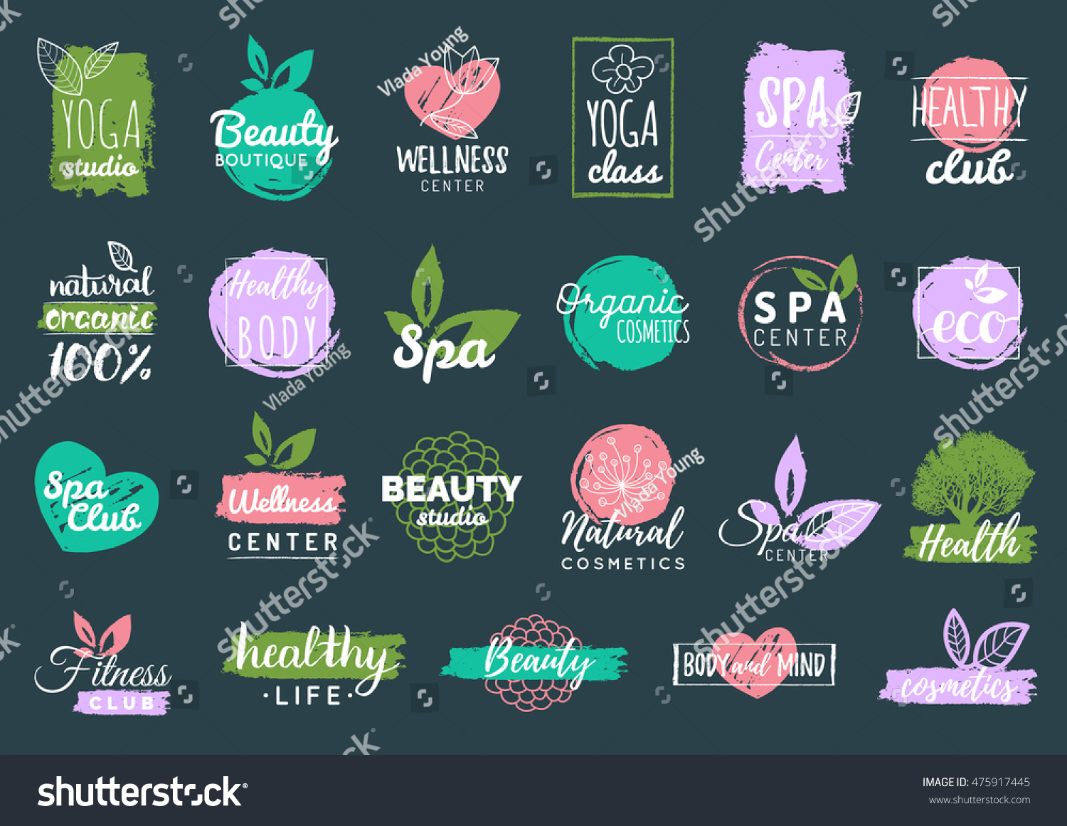 Vector Health Beauty Care Logos Labels Stock Vector (Royalty Free ...