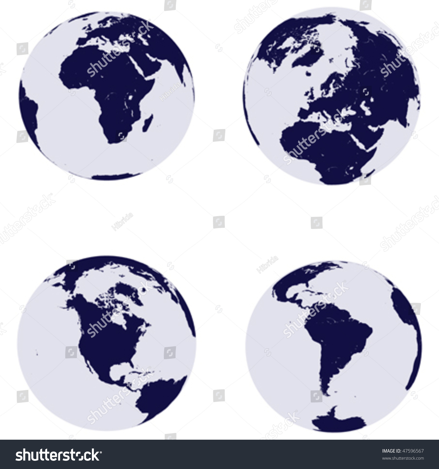 Earth Globes Continents Stock Vector (Royalty Free) 47596567 | Shutterstock