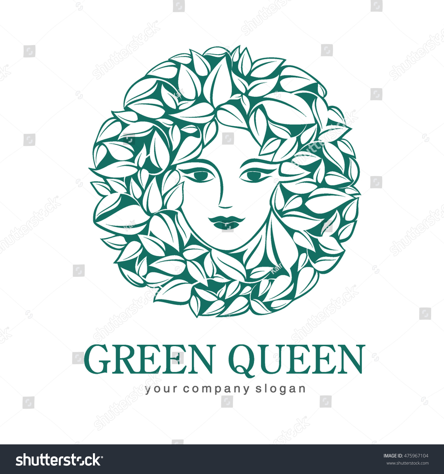 green-queen-logo-logo-cosmetic-beauty-stock-vektorgrafik-lizenzfrei