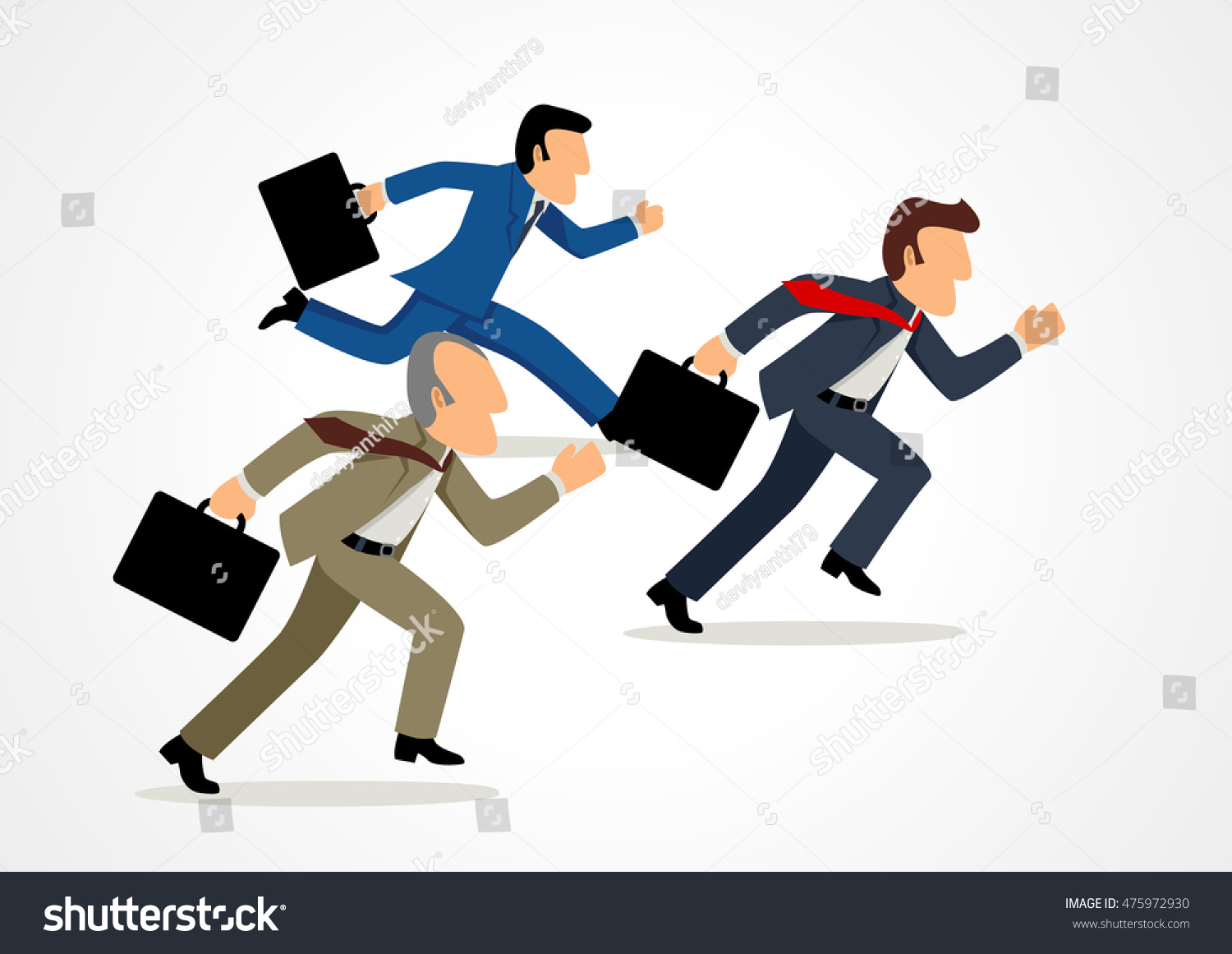 Simple Cartoon Businessmen Racing Concept Competition Stock Vector 