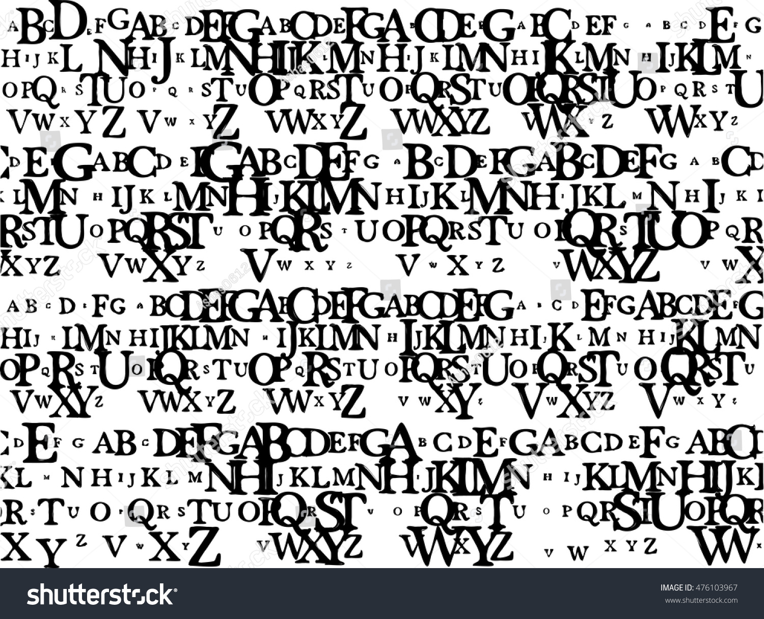 Alphabet Vector Background White Background Black Stock Vector (Royalty