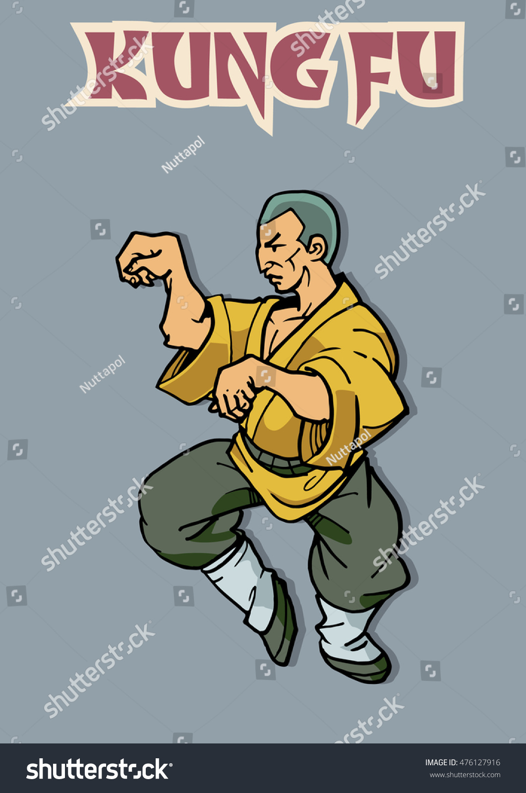 Hand Draw Kungfu Cartoon Actions Stock Vector (Royalty Free) 476127916 ...