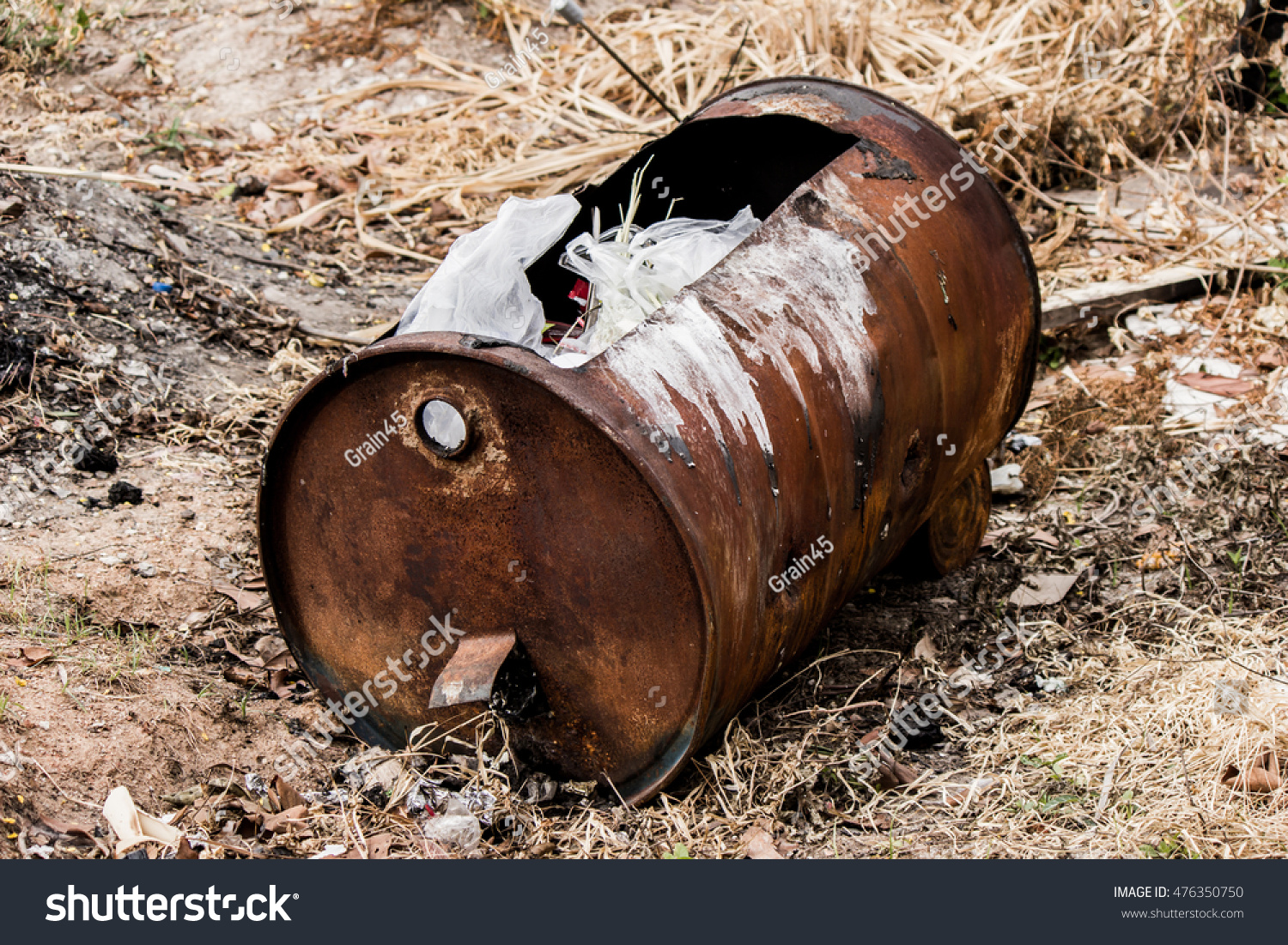 Garbage Burned Large Fuel Tanks Stock Photo 476350750 