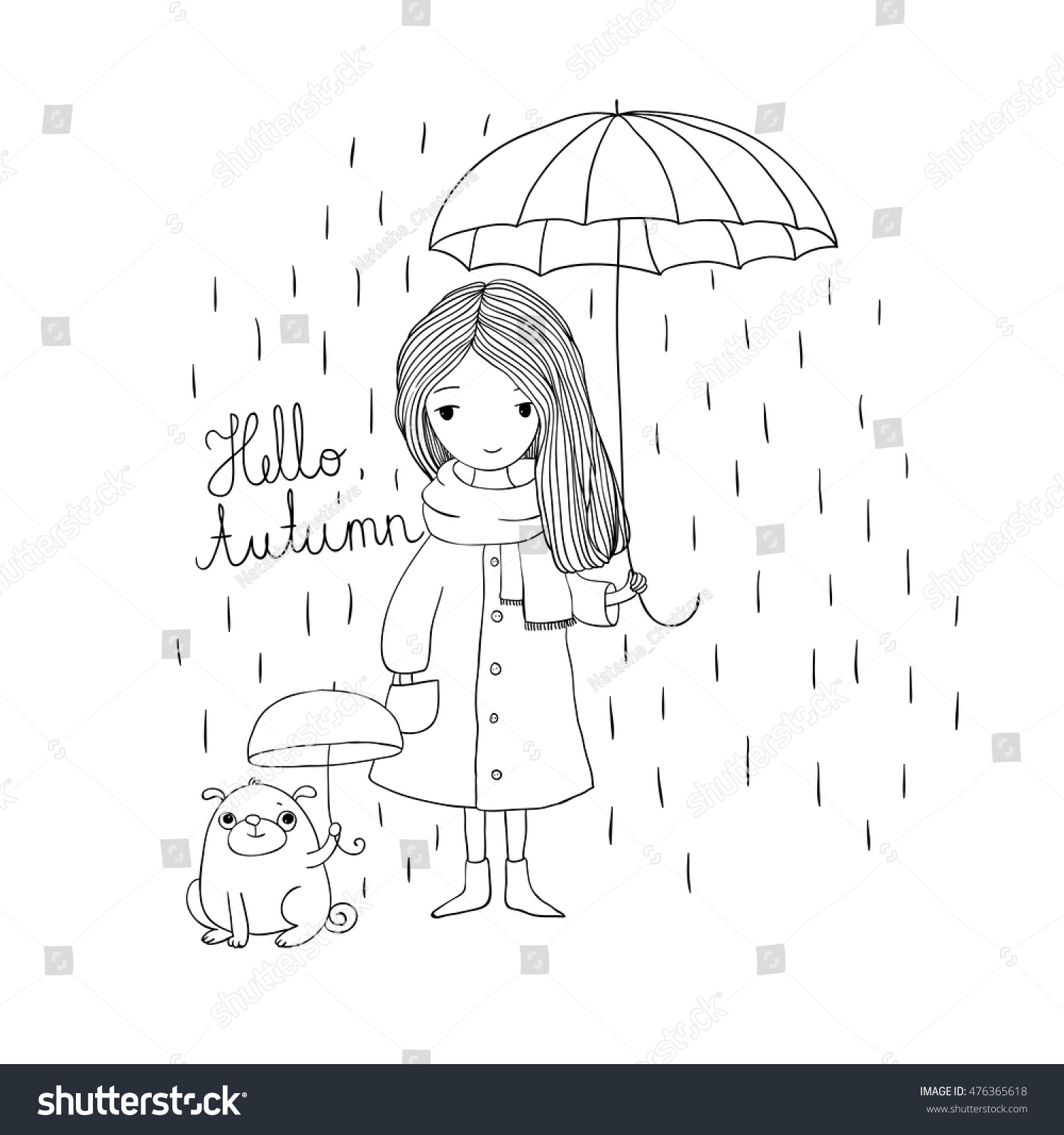 Девушка с зонтом раскраска