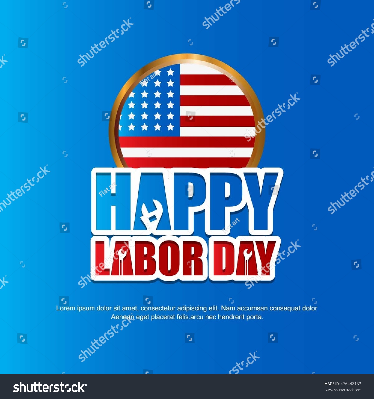 Circle Button Happy Labor Day September Stock Vector (Royalty Free