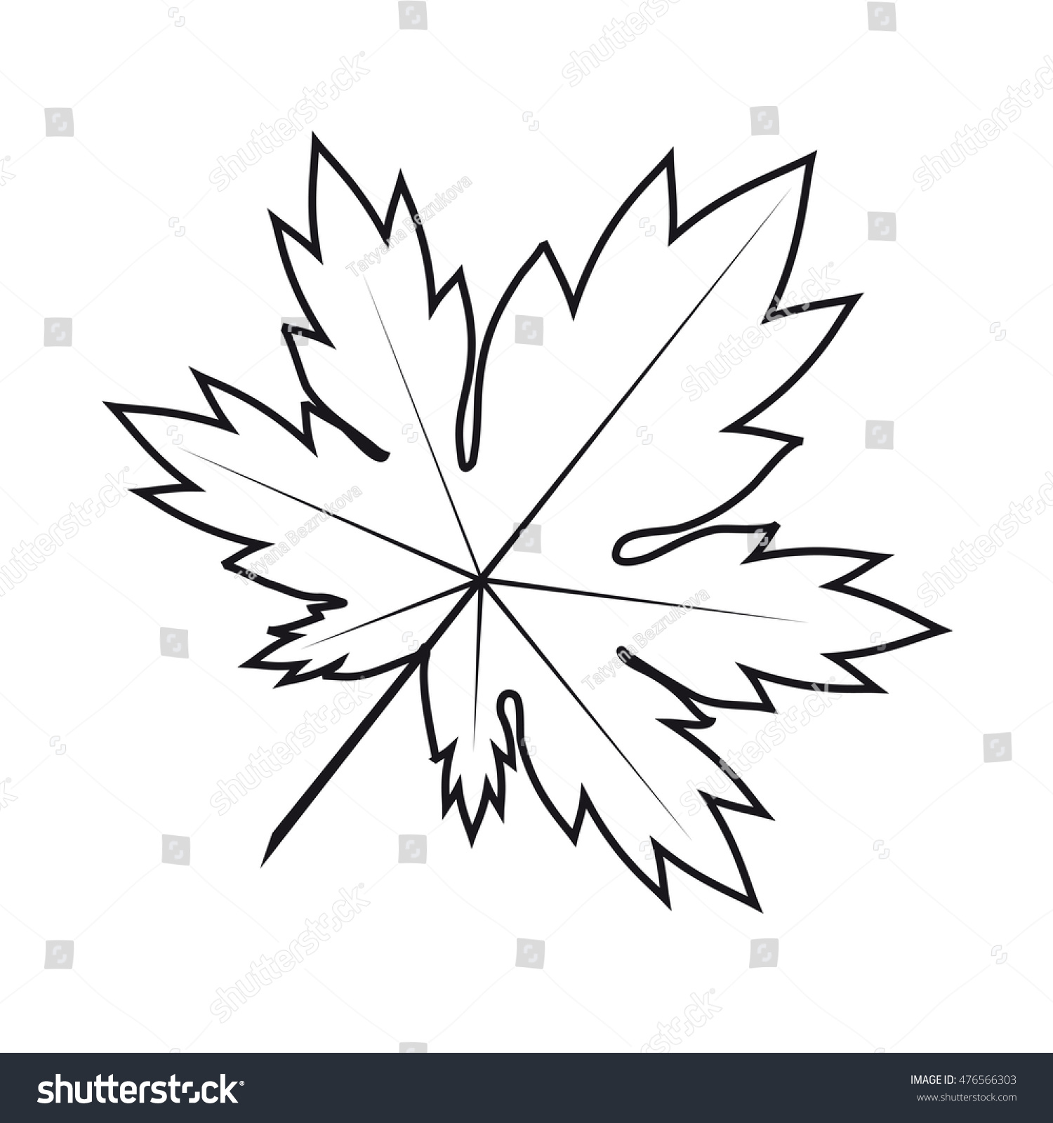 Maple Leaf Outline Icon White Black Stock Illustration 476566303 ...