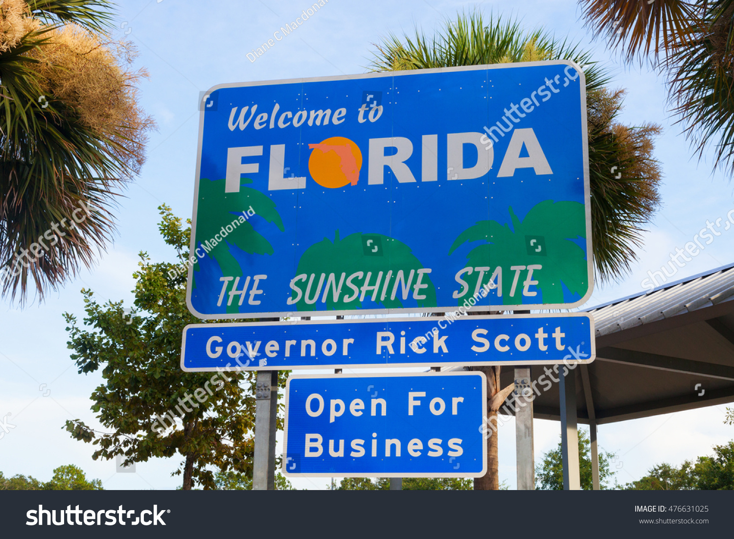 Stock Photo The Welcome To Florida Sign At A Rest Area On The Florida Georgia Border On The I 476631025 