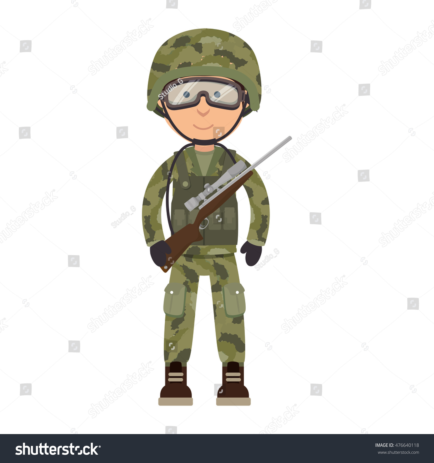 Army Soldier Military Cartoon Man Camouflage Stock Vector (Royalty Free ...