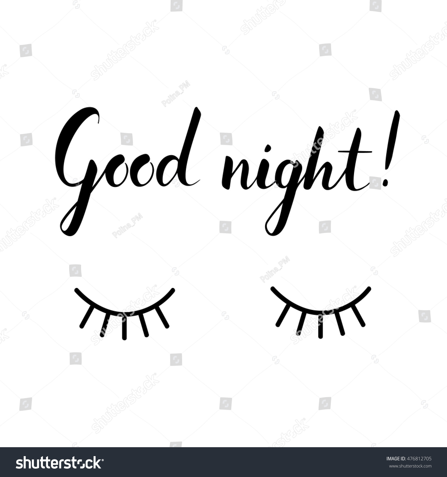 Good Night Closed Eyes Isolated On Stock Vector (Royalty Free ...