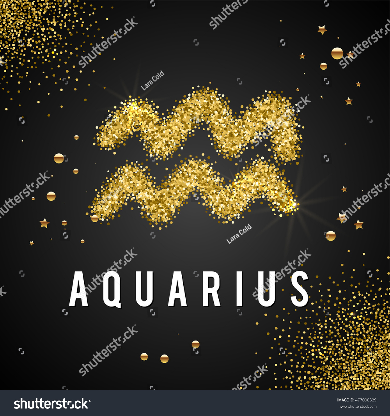 Zodiac Sign Aquarius Gold Tinsel Scattered Stock Vector (Royalty Free ...