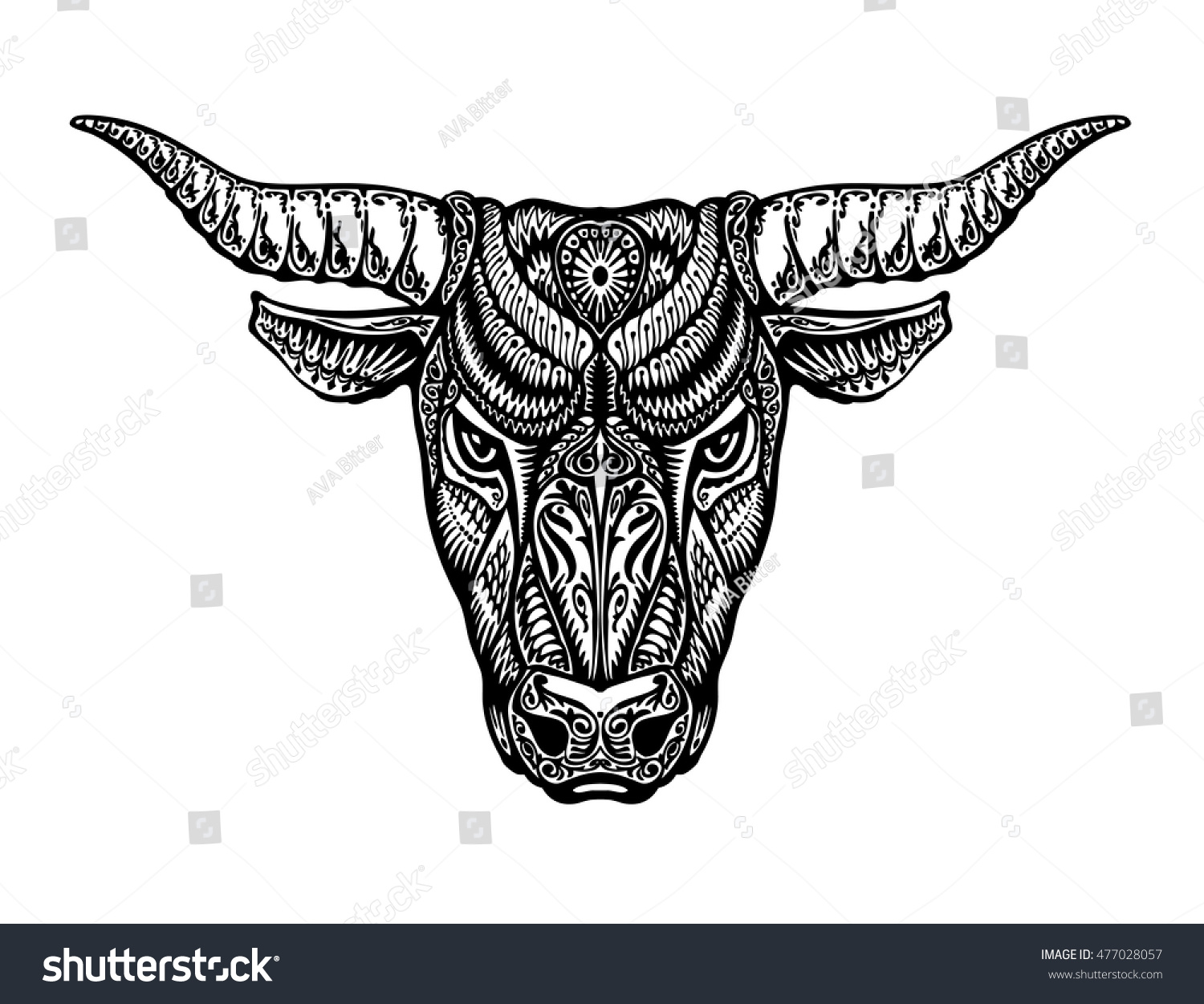 Ethnic Ornamented Bull Ox Minotaur Taurus Stock Vector (Royalty Free ...