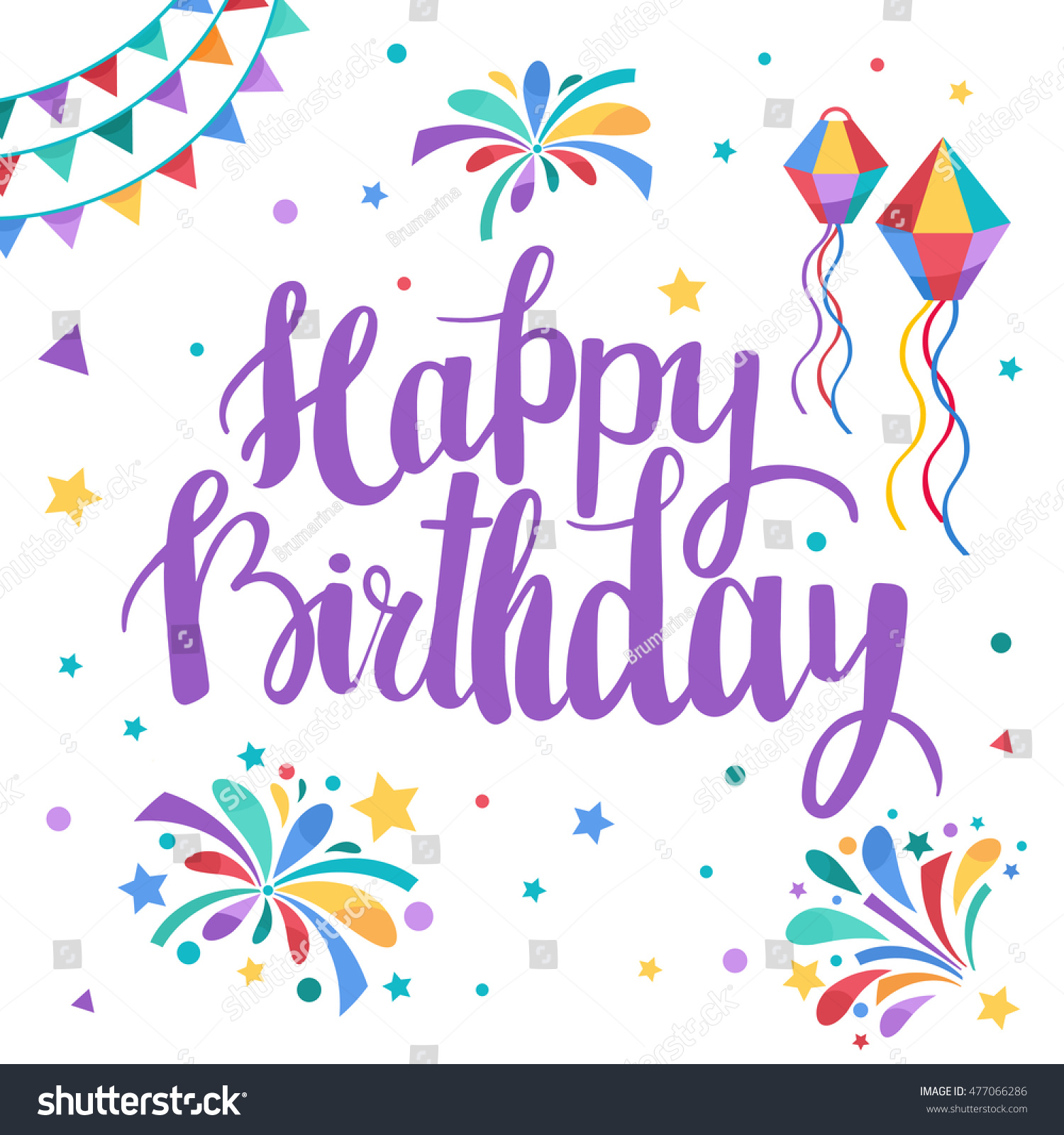 Happy Birthday Brush Lettering Hand Drawn Stock Vector (Royalty Free ...