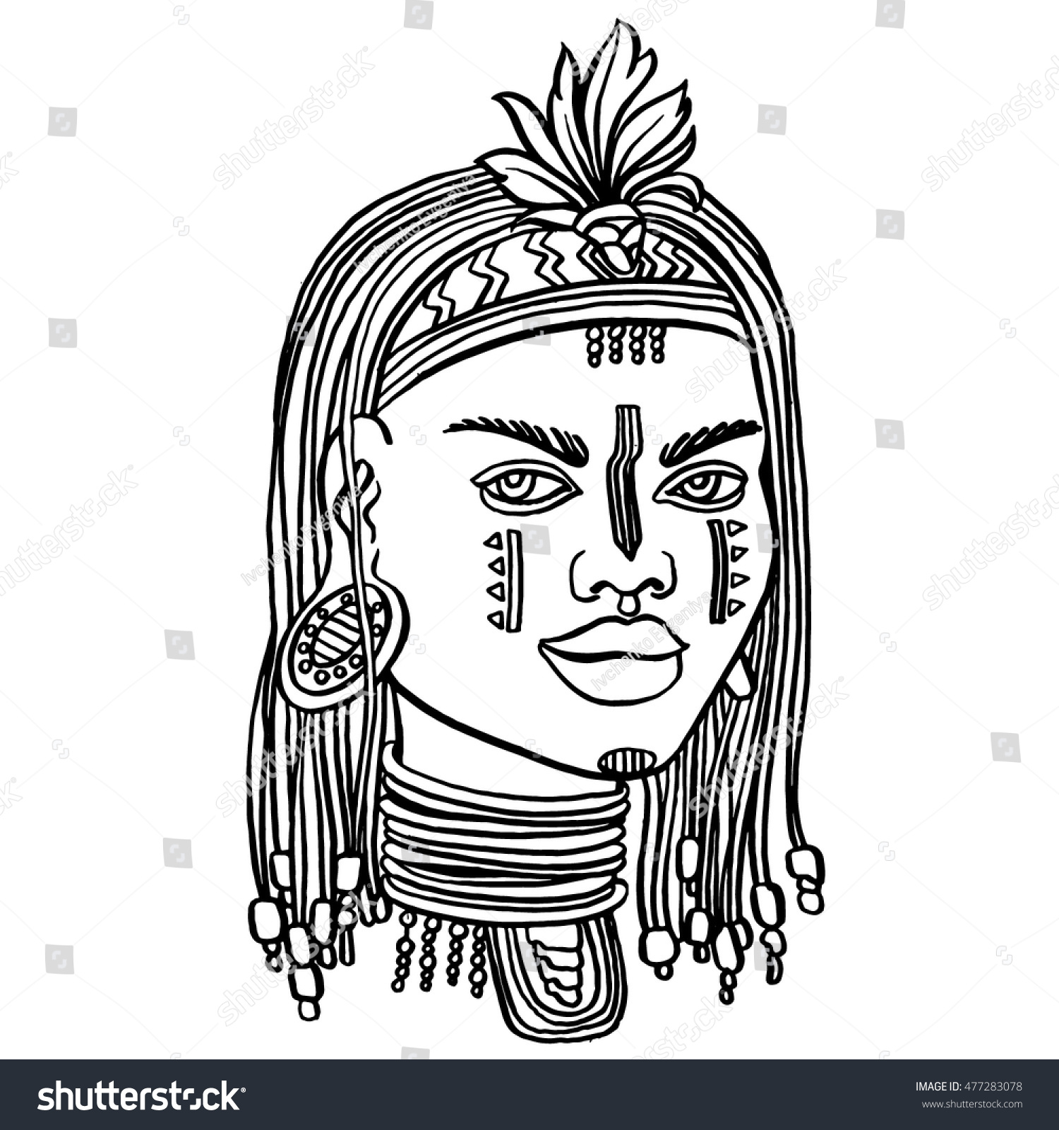 Stylized African Manyoung Hunter Isolated On Stock Vector (Royalty Free ...