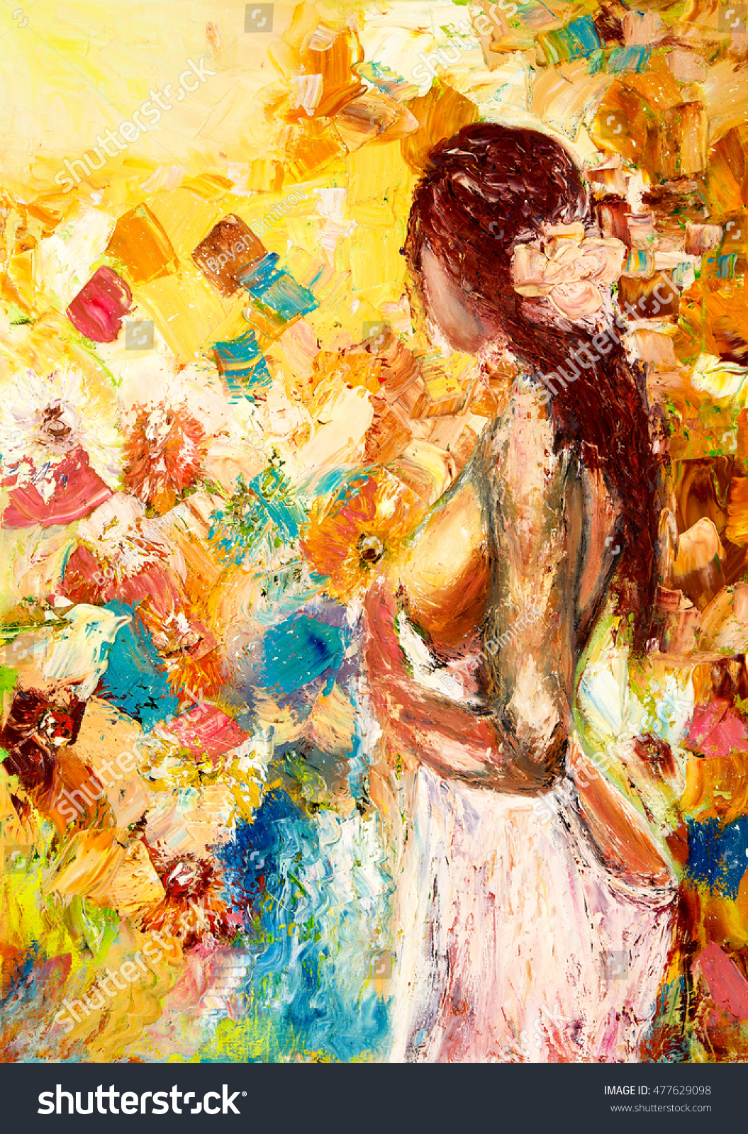 Abstract Painting Naked Woman Flower Her Stock Illustration Shutterstock