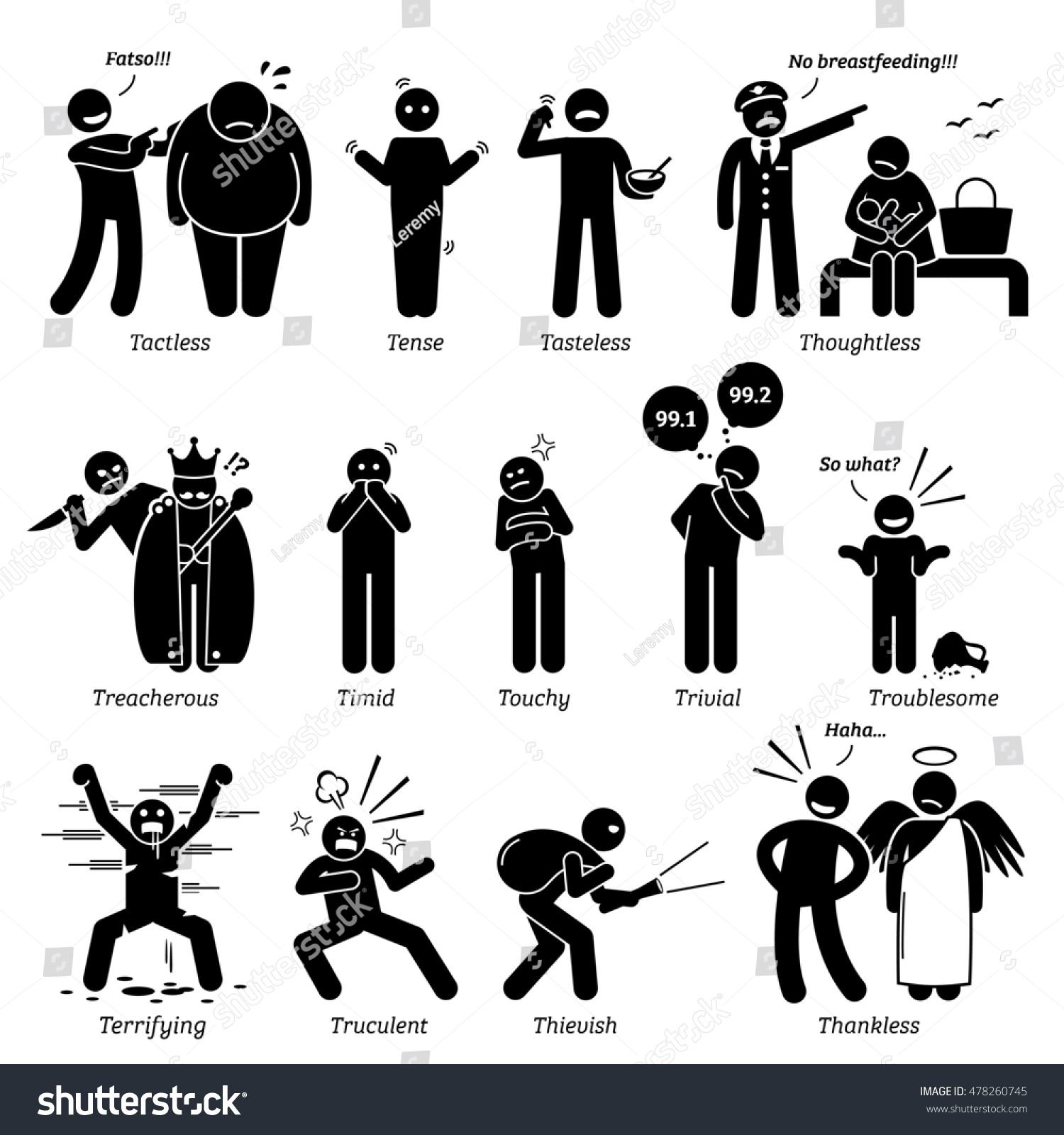 Negative Personalities Character Traits Stick Figures Stock ...