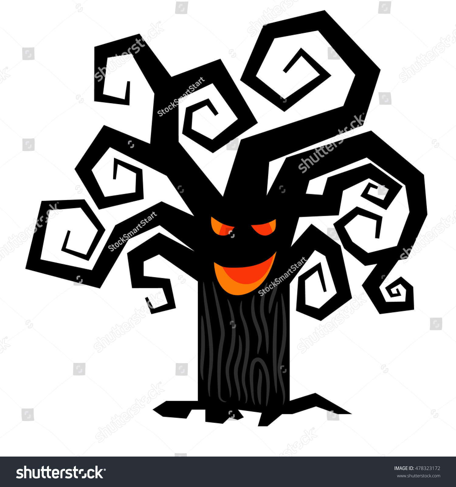 Scary Halloween Tree Vector Spooky Creepy Stock Vector Royalty Free 478323172 Shutterstock 6670