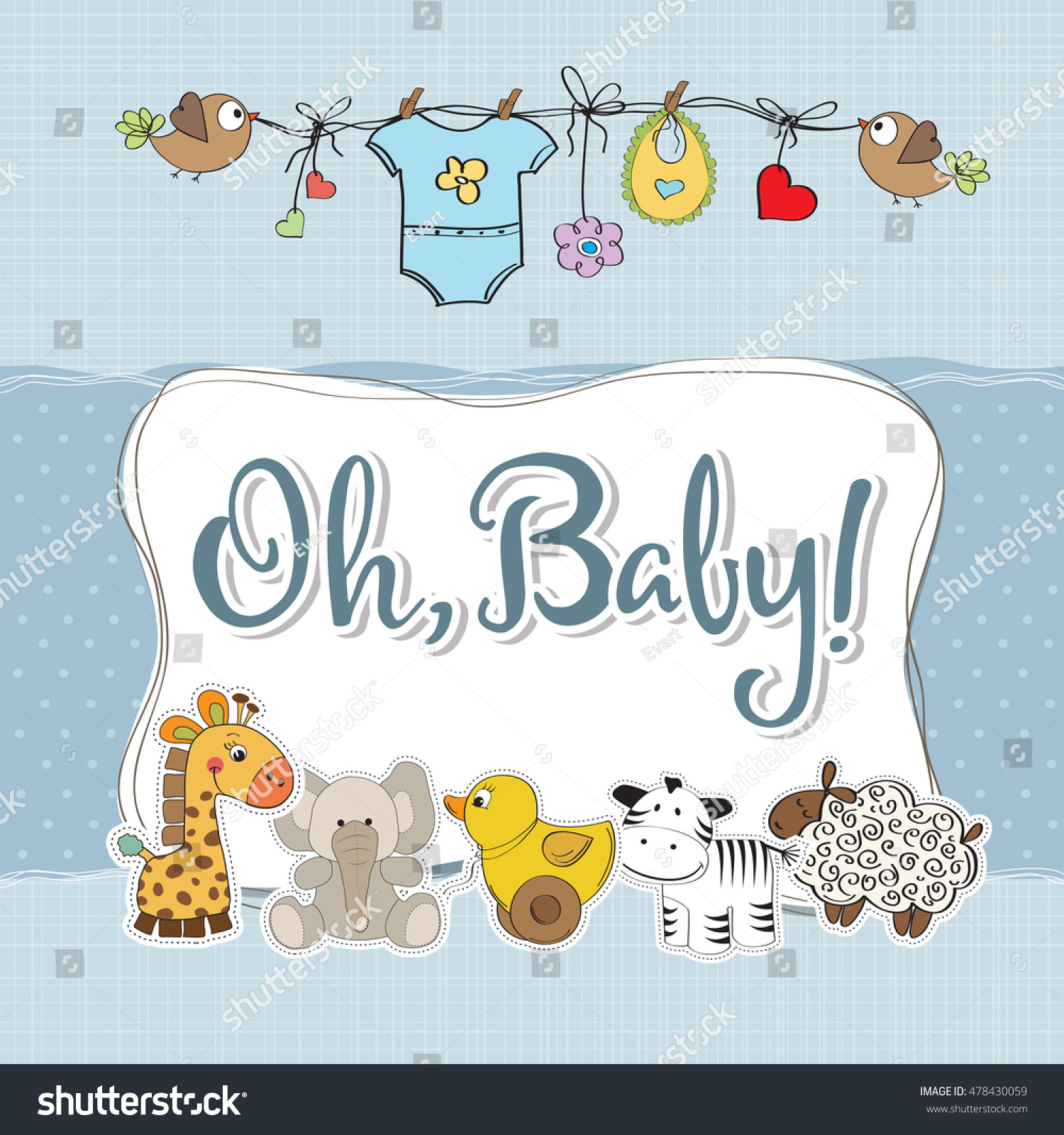 Baby Boy Shower Card Animals Vector Stock Vector (Royalty Free ...