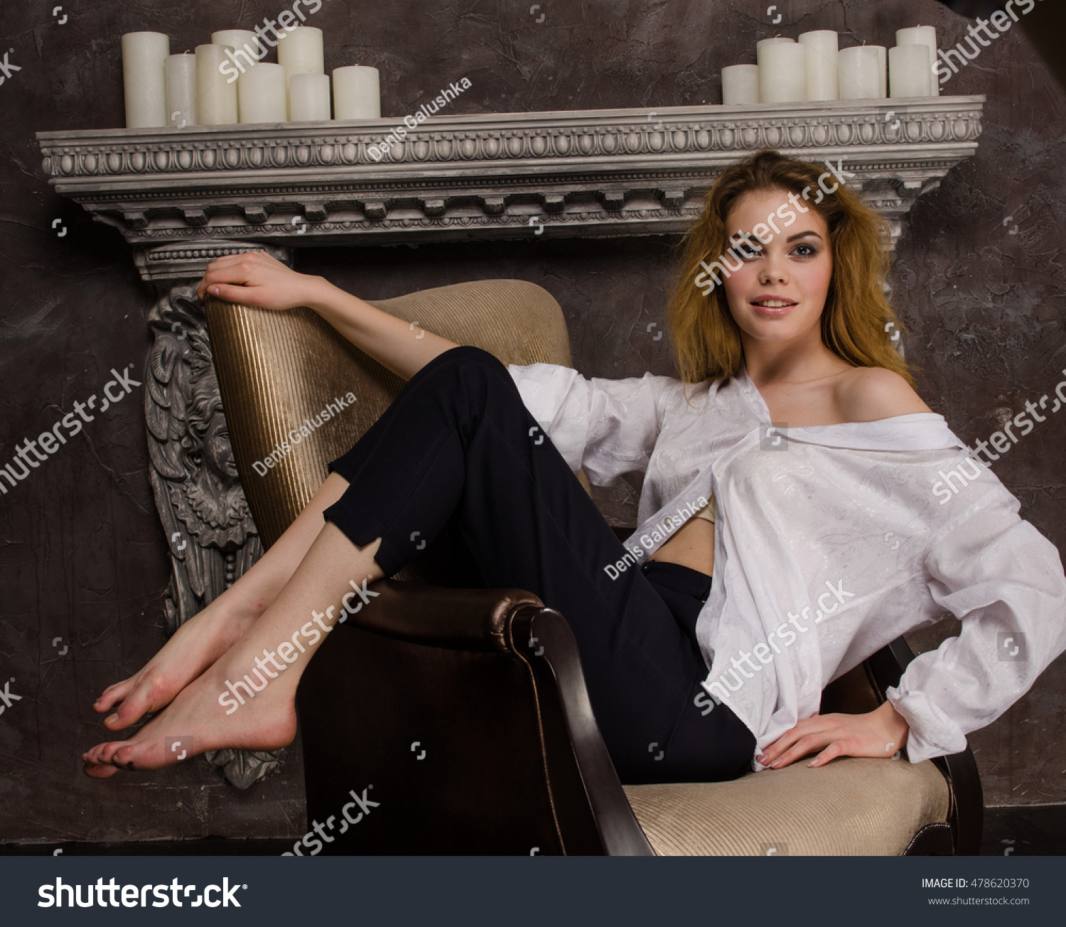 Sexy Girl Model White Blouse Studio Stock Photo 478620370 | Shutterstock