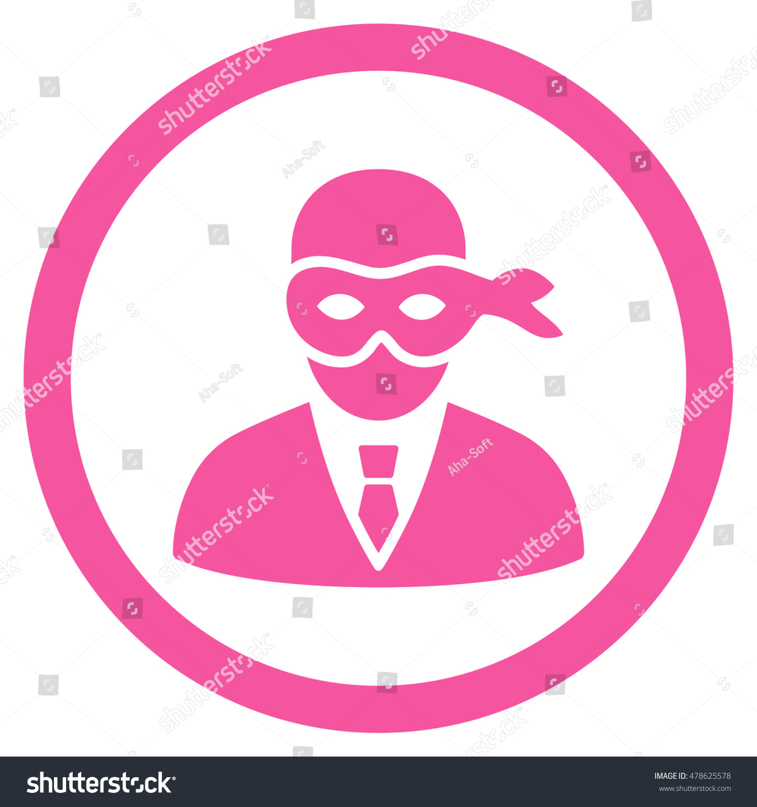 Masked Thief Rounded Icon Vector Illustration Stock Vector Royalty